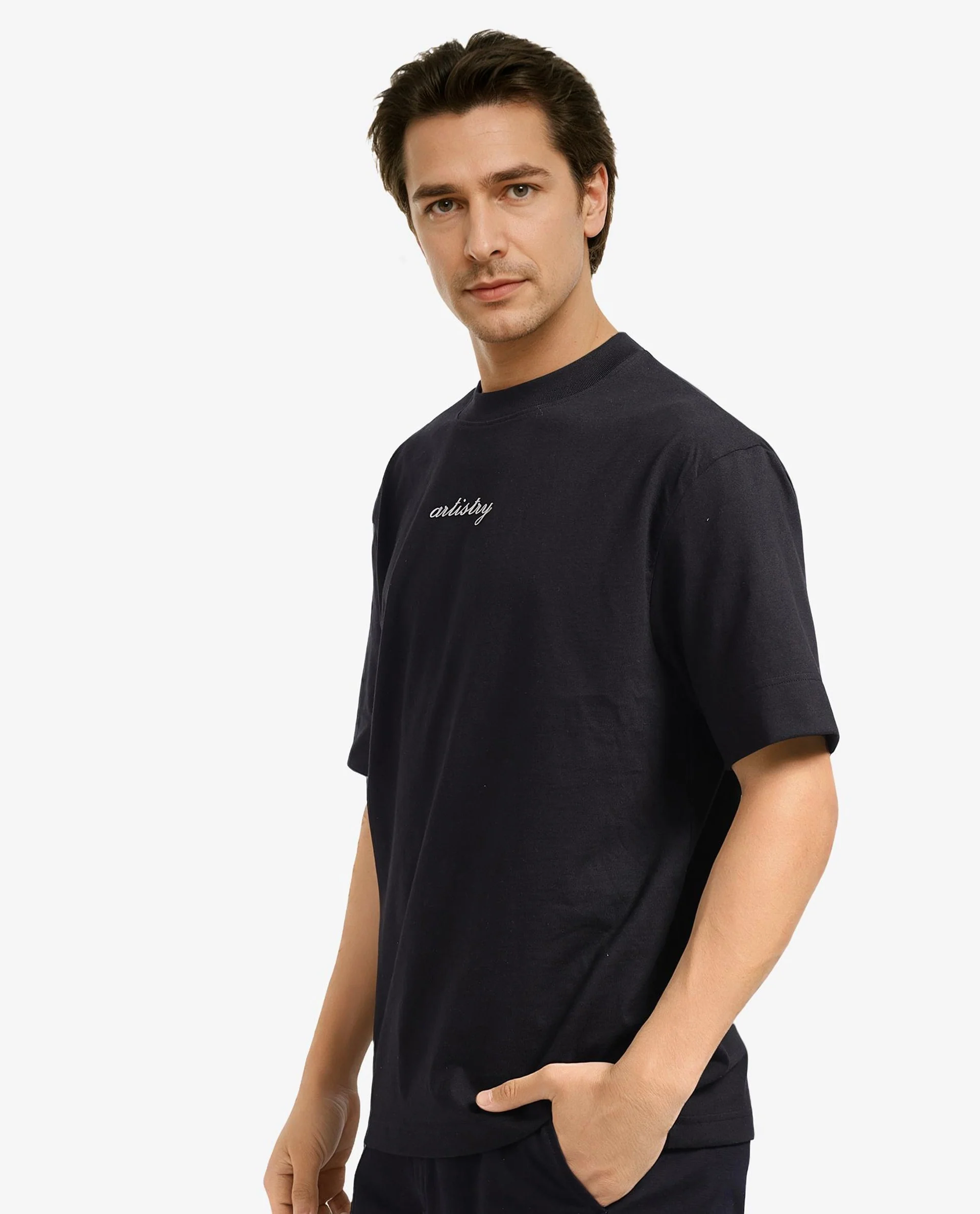 Rare Rabbit Men's Bonz-1 Black Cotton Graphic Print Oversized Fit Half Sleeve Crew Neck T-Shirt - Image 6