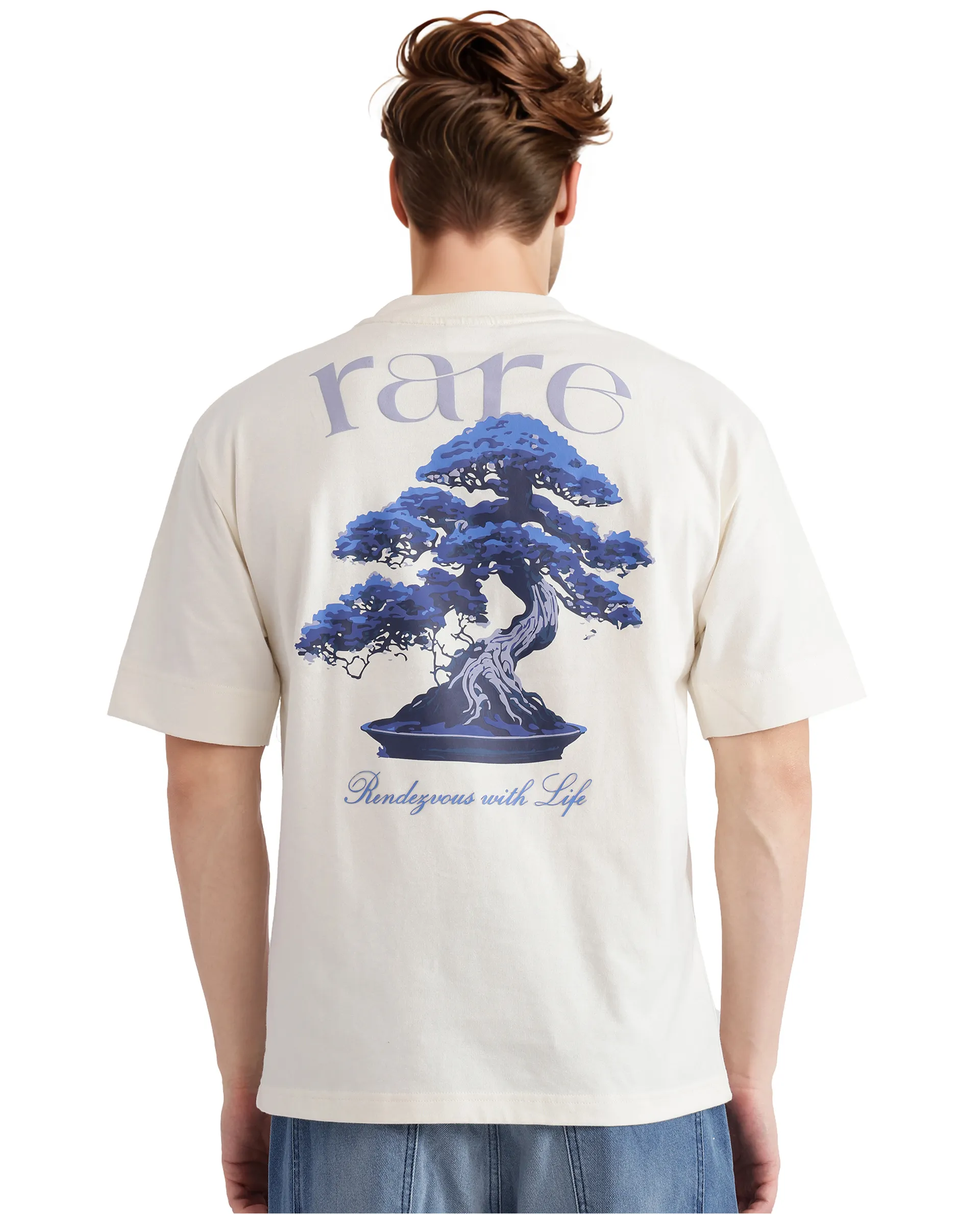 Rare Rabbit Men's Bonz-1 Off White Cotton Graphic Print Oversized Fit Half Sleeve Crew Neck T-Shirt - Image 7