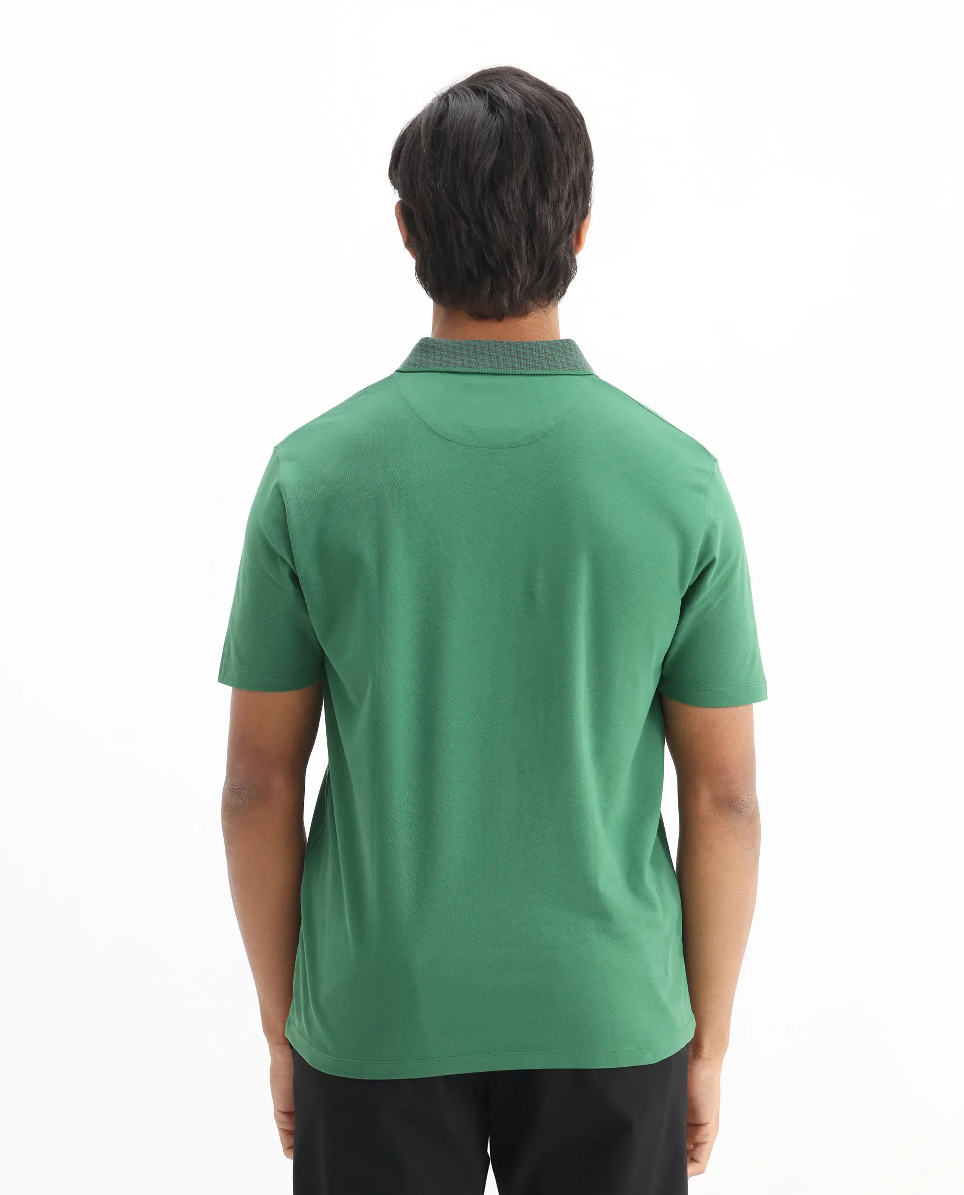 Rare Rabbit Men's Booth Green Cotton Embroidered Regular Fit Half Sleeve Polo - Image 6
