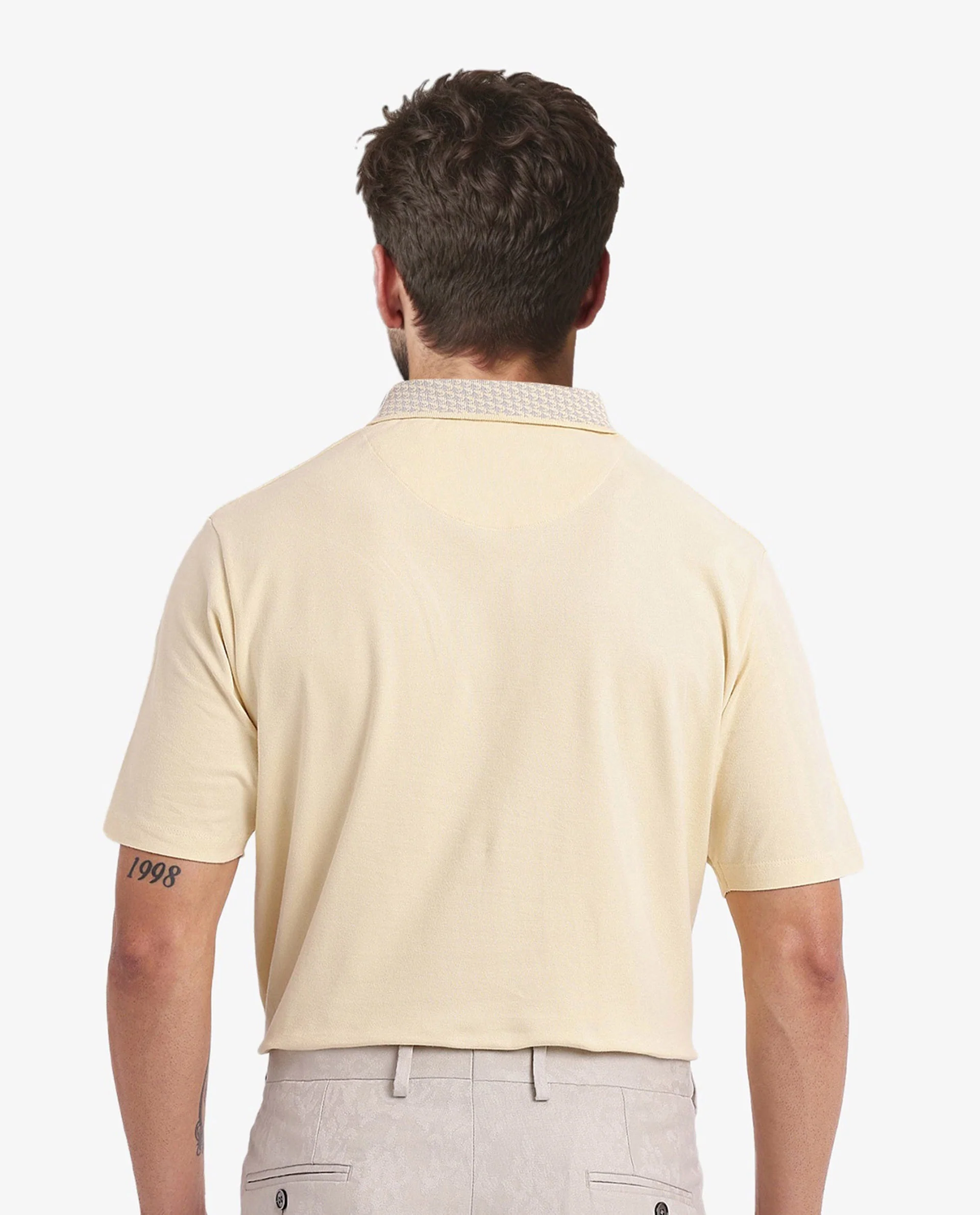 Rare Rabbit Men's Booth Yellow Cotton Embroidered Regular Fit Half Sleeve Polo - Image 6