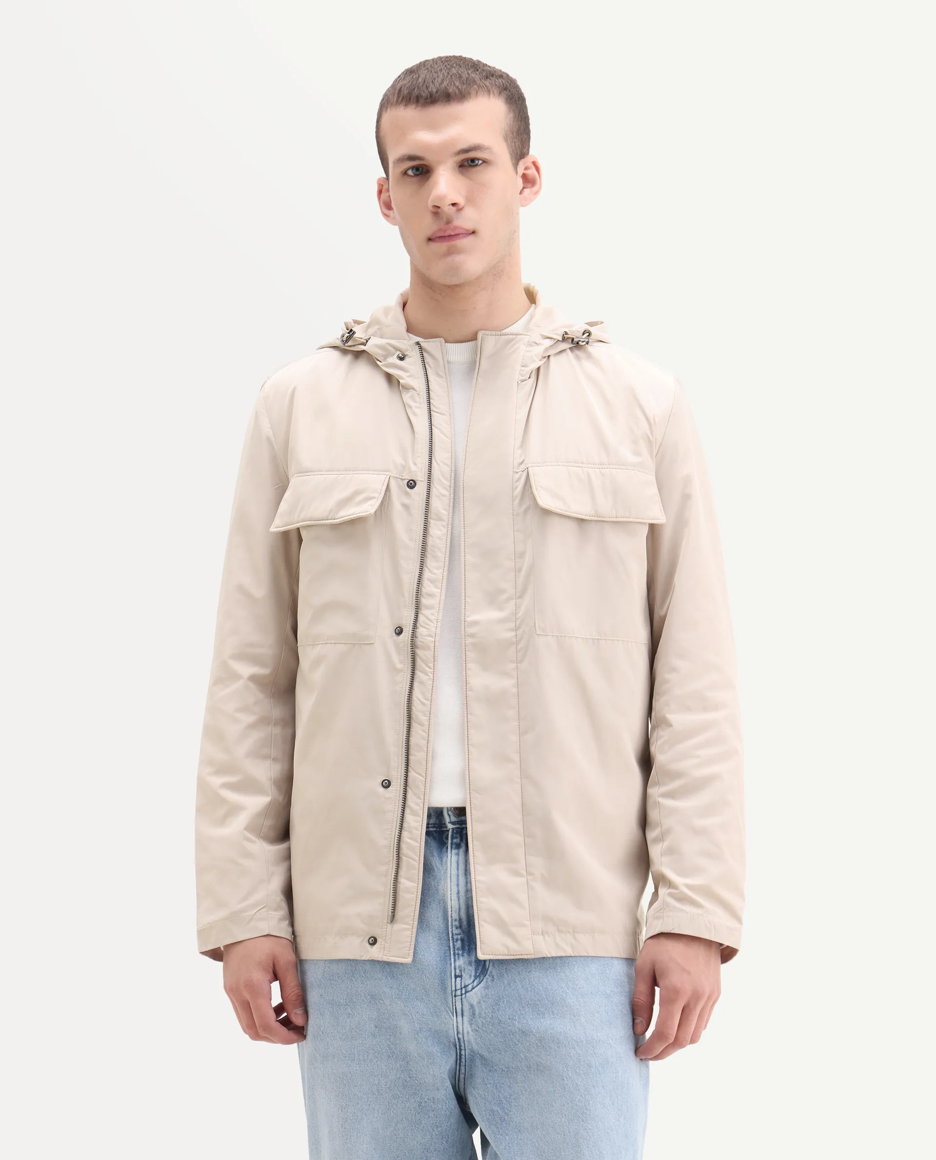 Rare Rabbit Men's Boqi Beige Polyester Fabric Hooded Regular Fit Plain Jacket - Image 6
