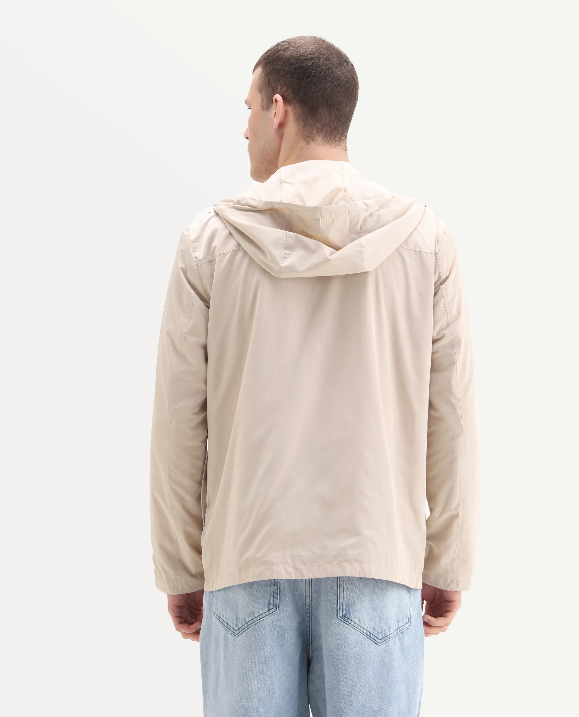 Rare Rabbit Men's Boqi Beige Polyester Fabric Hooded Regular Fit Plain Jacket - Image 7