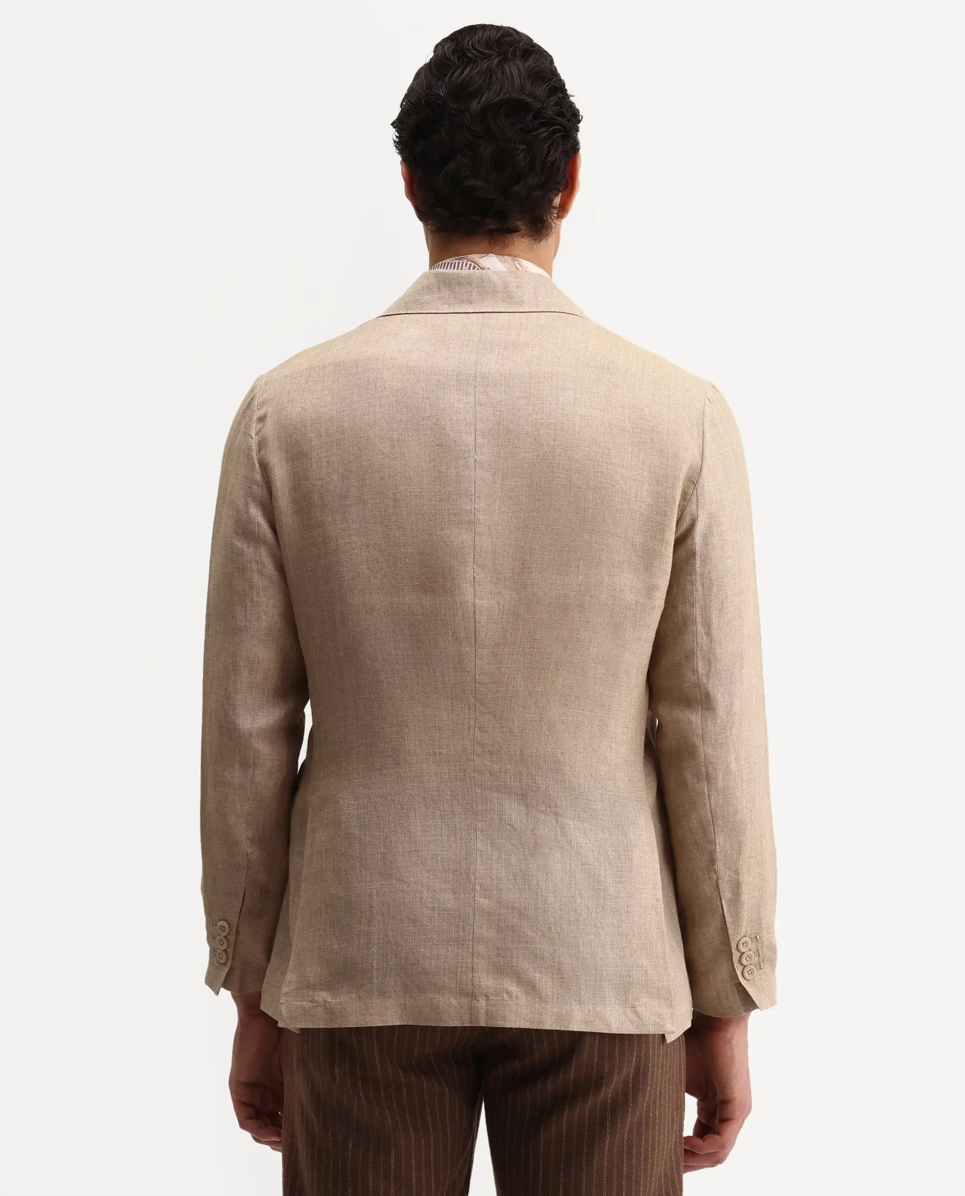Rare Rabbit Men's Borium-Bl Beige 100% Linen Fabric Full Sleeve Lapel Collar Regular Plain Blazer - Image 8