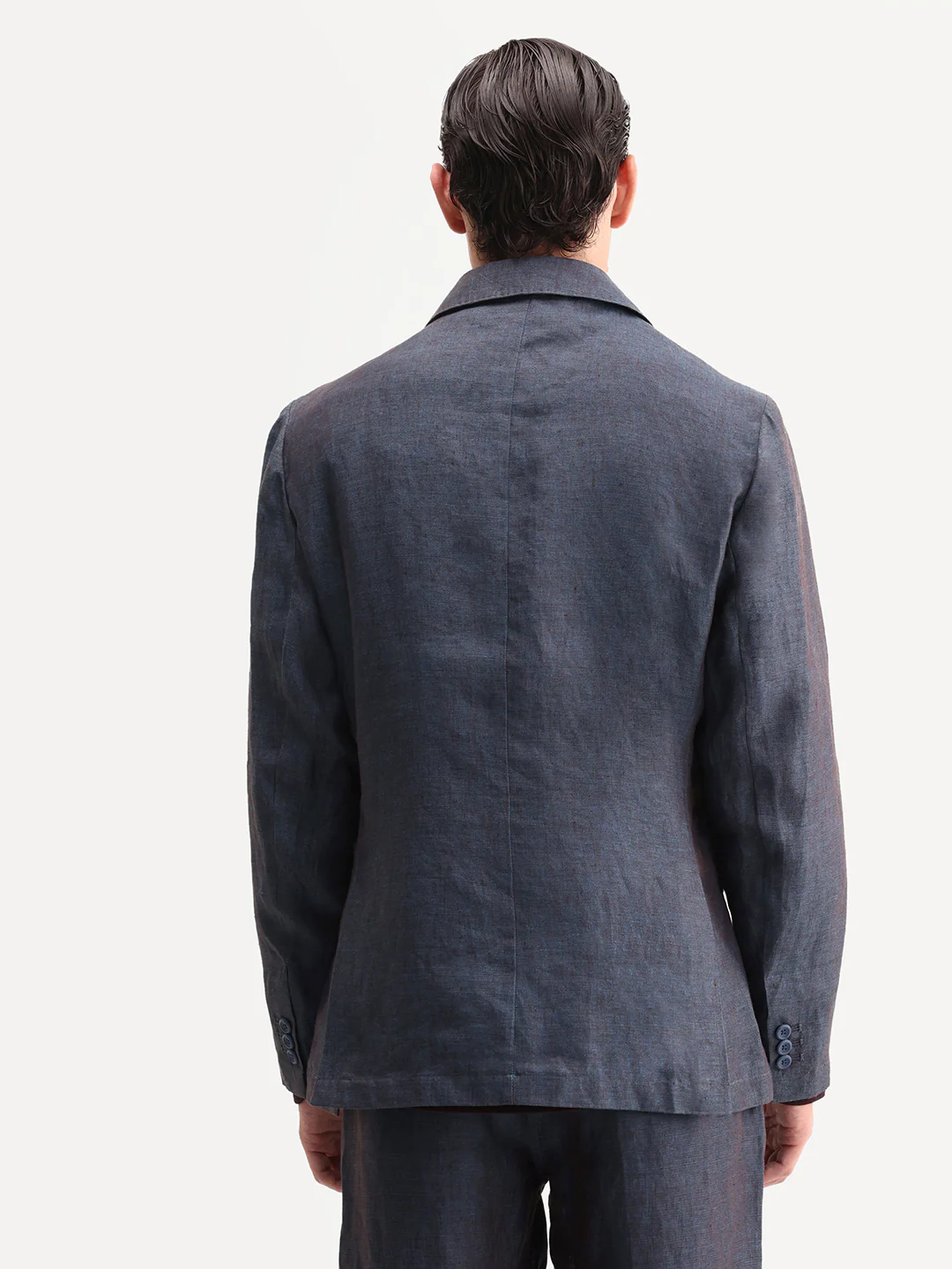 Rare Rabbit Men's Borium-Bl Dark Blue 100% Linen Fabric Full Sleeve Lapel Collar Regular Plain Blazer - Image 7