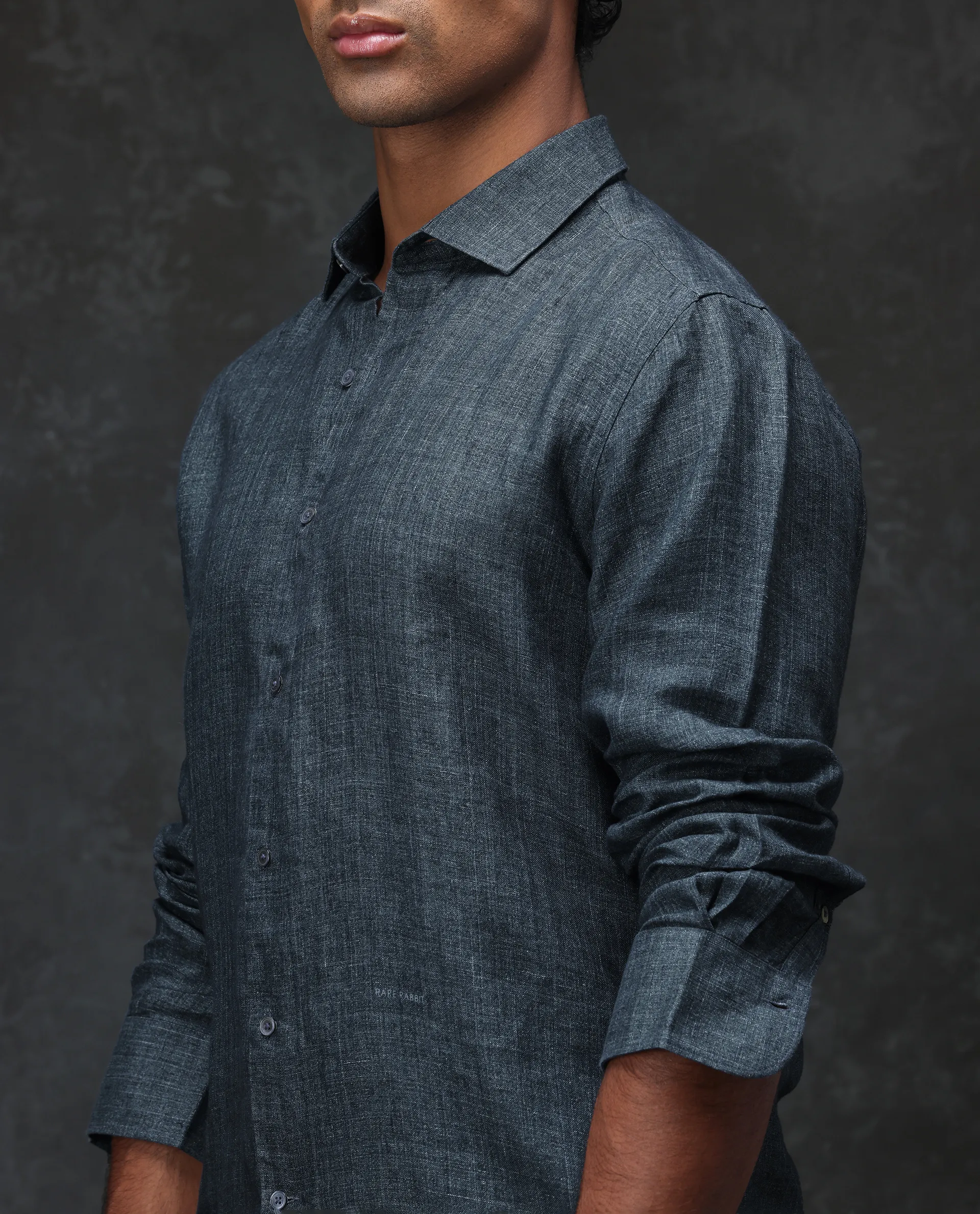 Rare Rabbit Men's Borium Green 100% Linen Plain Regular Fit Full Sleeve Collared Shirt - Image 8