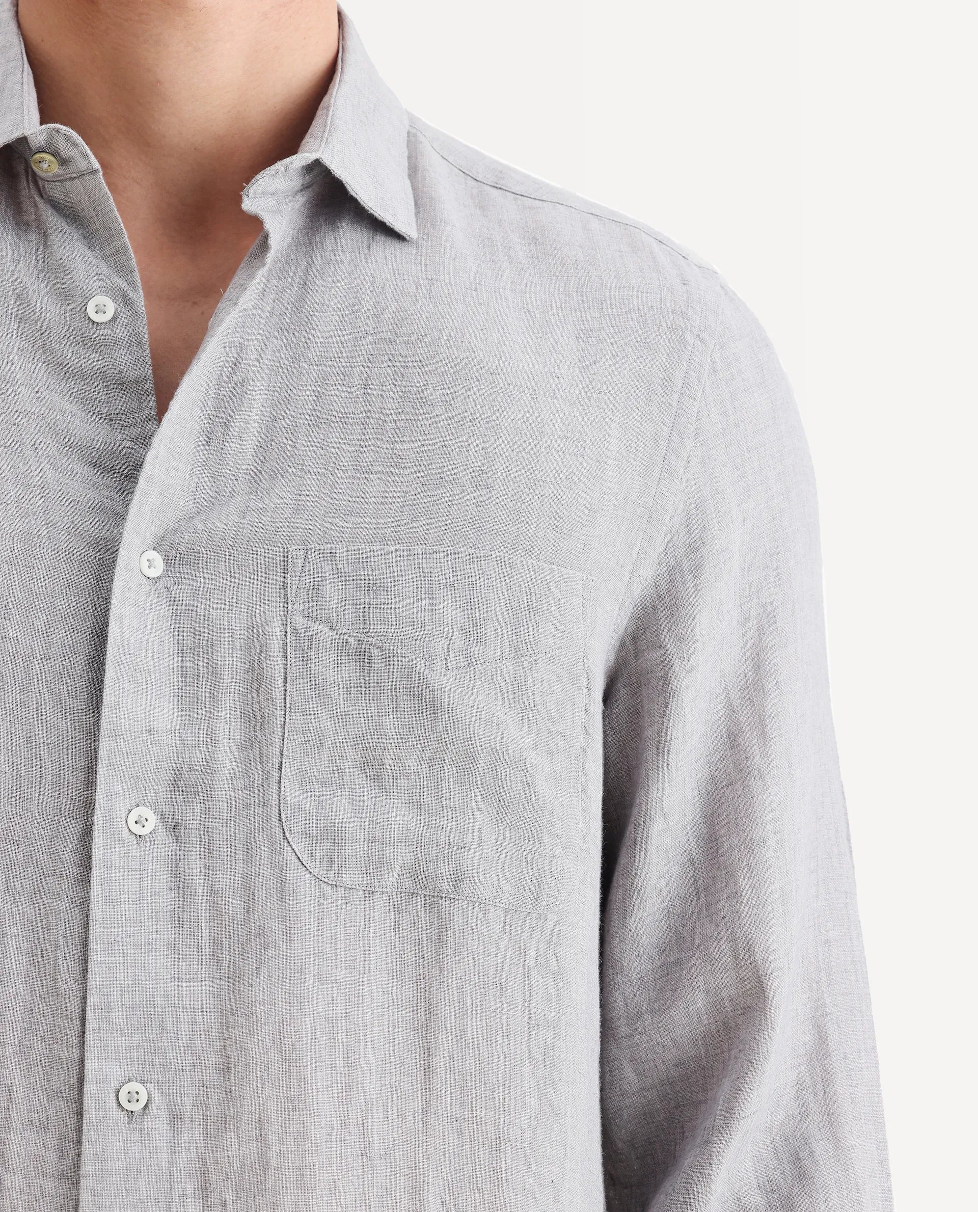 Rare Rabbit Men's Borium Ls-25 Beige 100% Linen Plain Regular Fit Full Sleeve Collared Shirt - Image 3