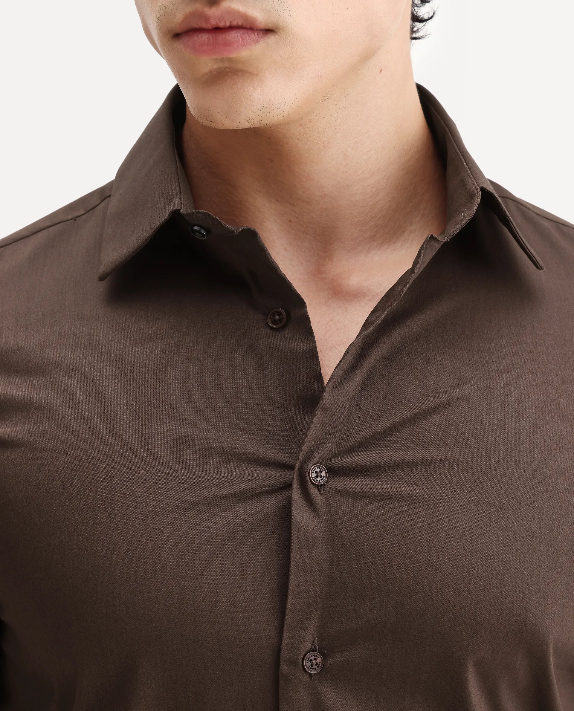 Rare Rabbit Men's Borium Ls-25 Brown 100% Linen Plain Regular Fit Full Sleeve Collared Shirt - Image 3