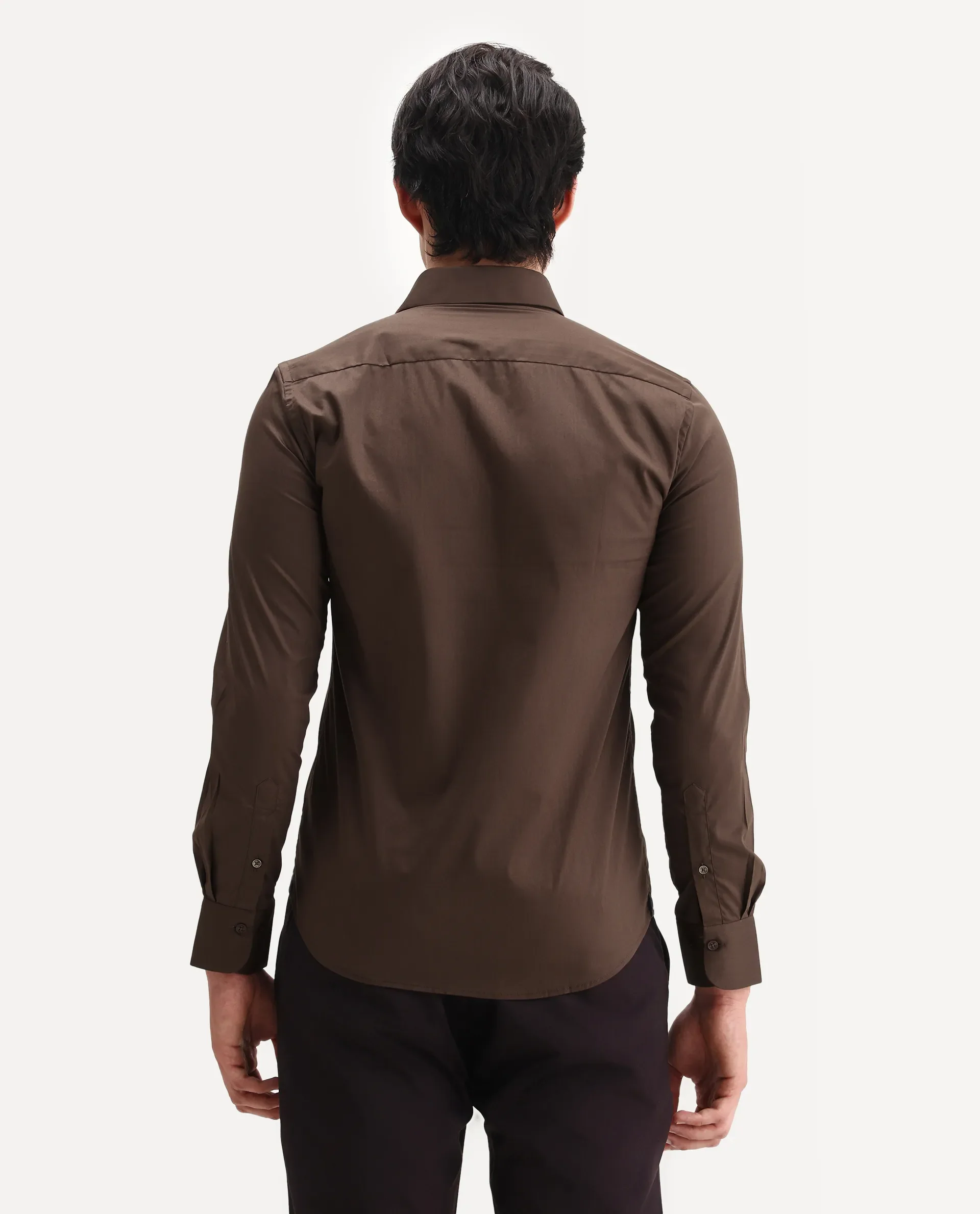 Rare Rabbit Men's Borium Ls-25 Brown 100% Linen Plain Regular Fit Full Sleeve Collared Shirt - Image 7