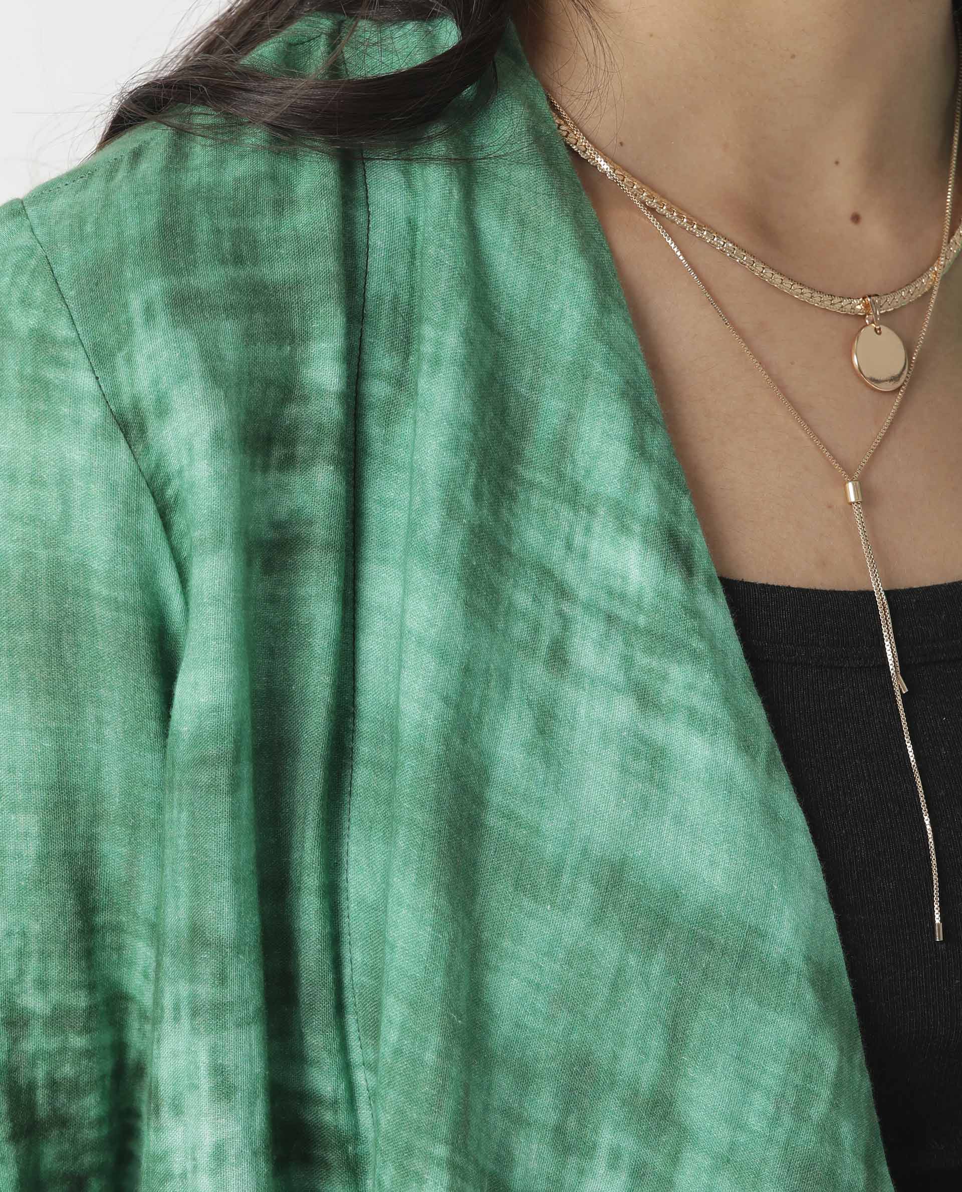 Rareism Women's Boss Green Cotton Collarless Regular Fit Outer Wear - Image 10