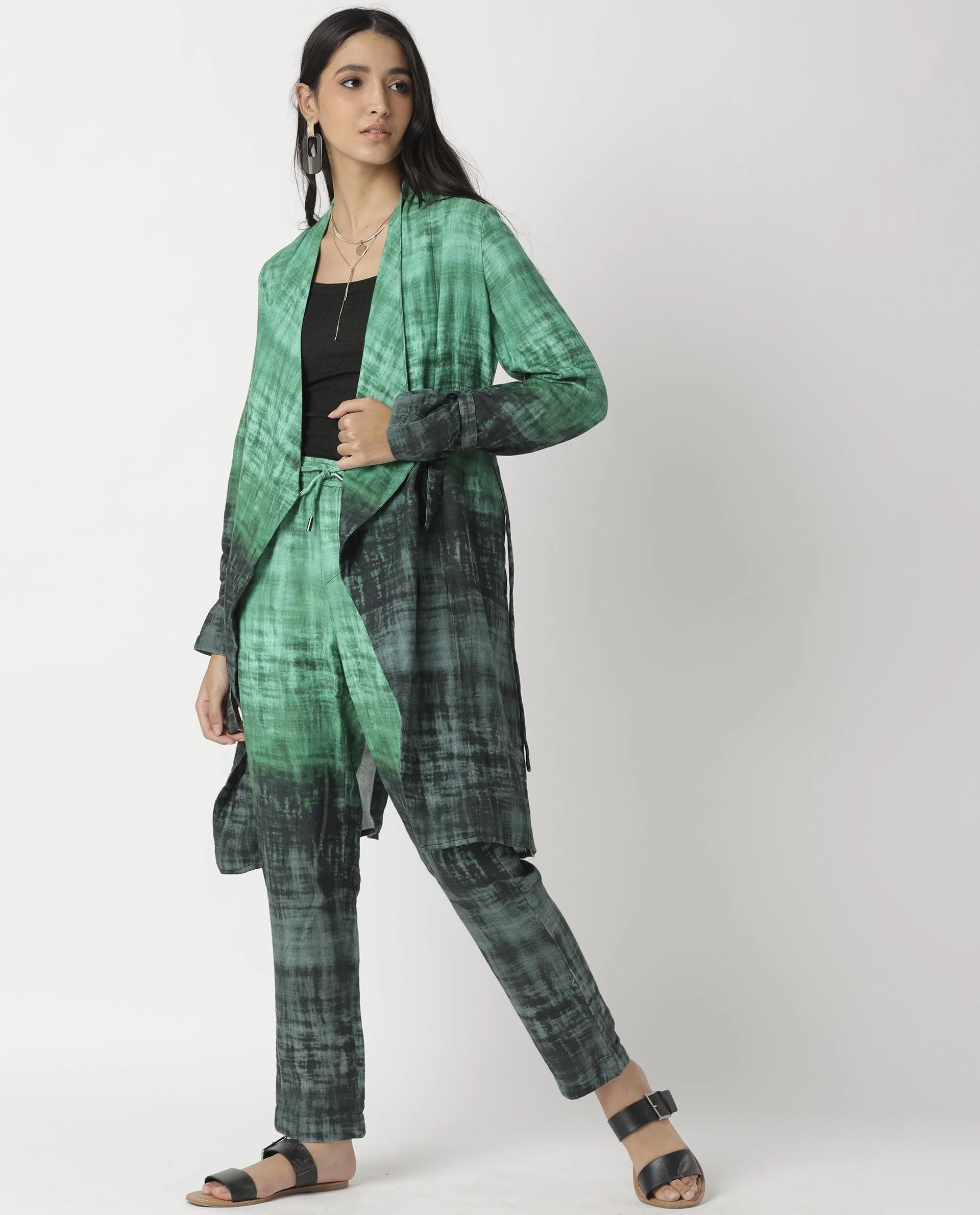 Rareism Women's Boss Green Cotton Collarless Regular Fit Outer Wear - Image 12