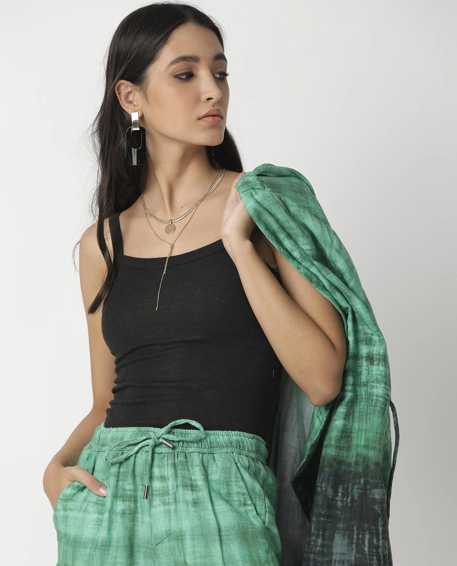 Rareism Women's Boss Green Cotton Collarless Regular Fit Outer Wear - Image 13