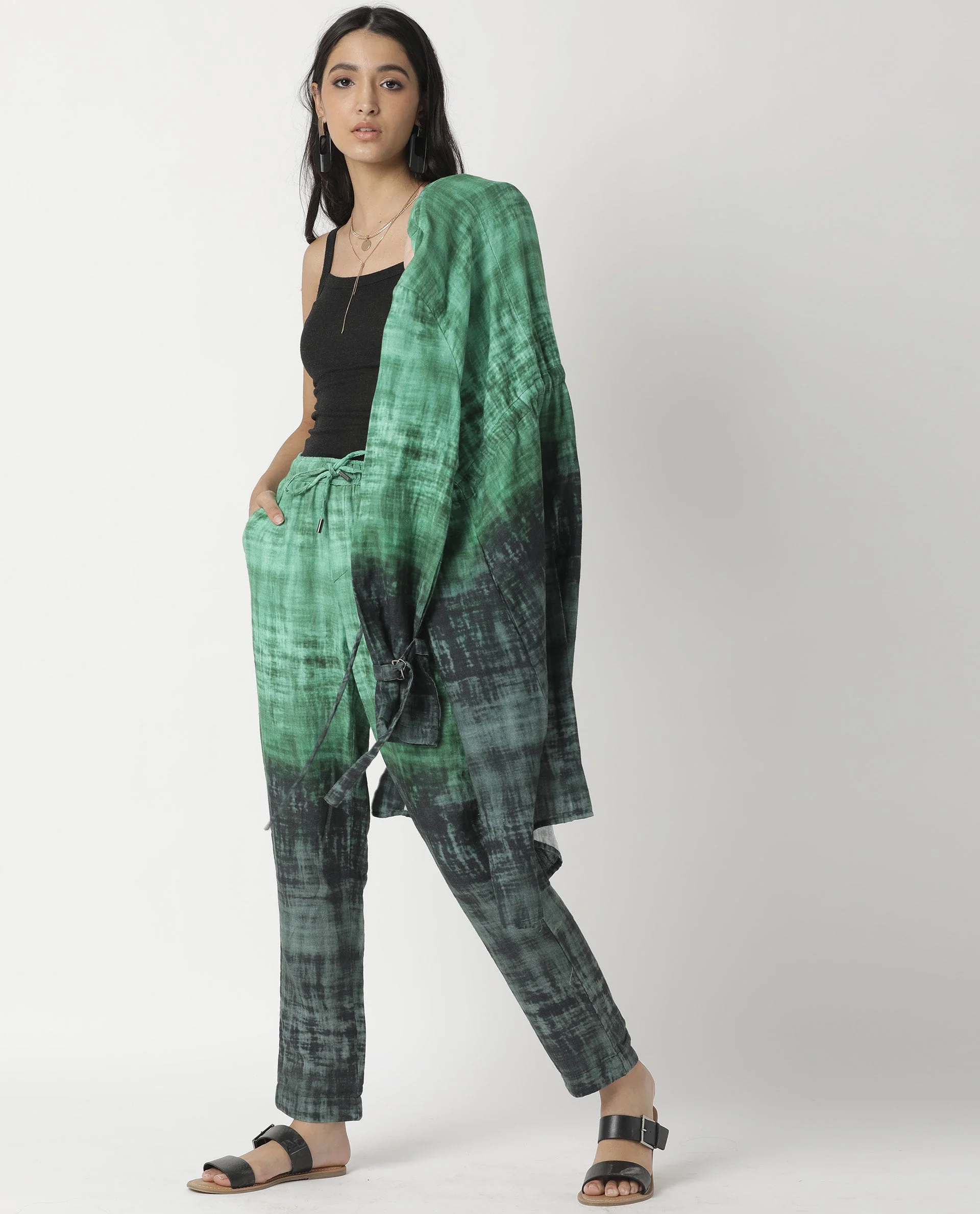 Rareism Women's Boss Green Cotton Collarless Regular Fit Outer Wear - Image 14