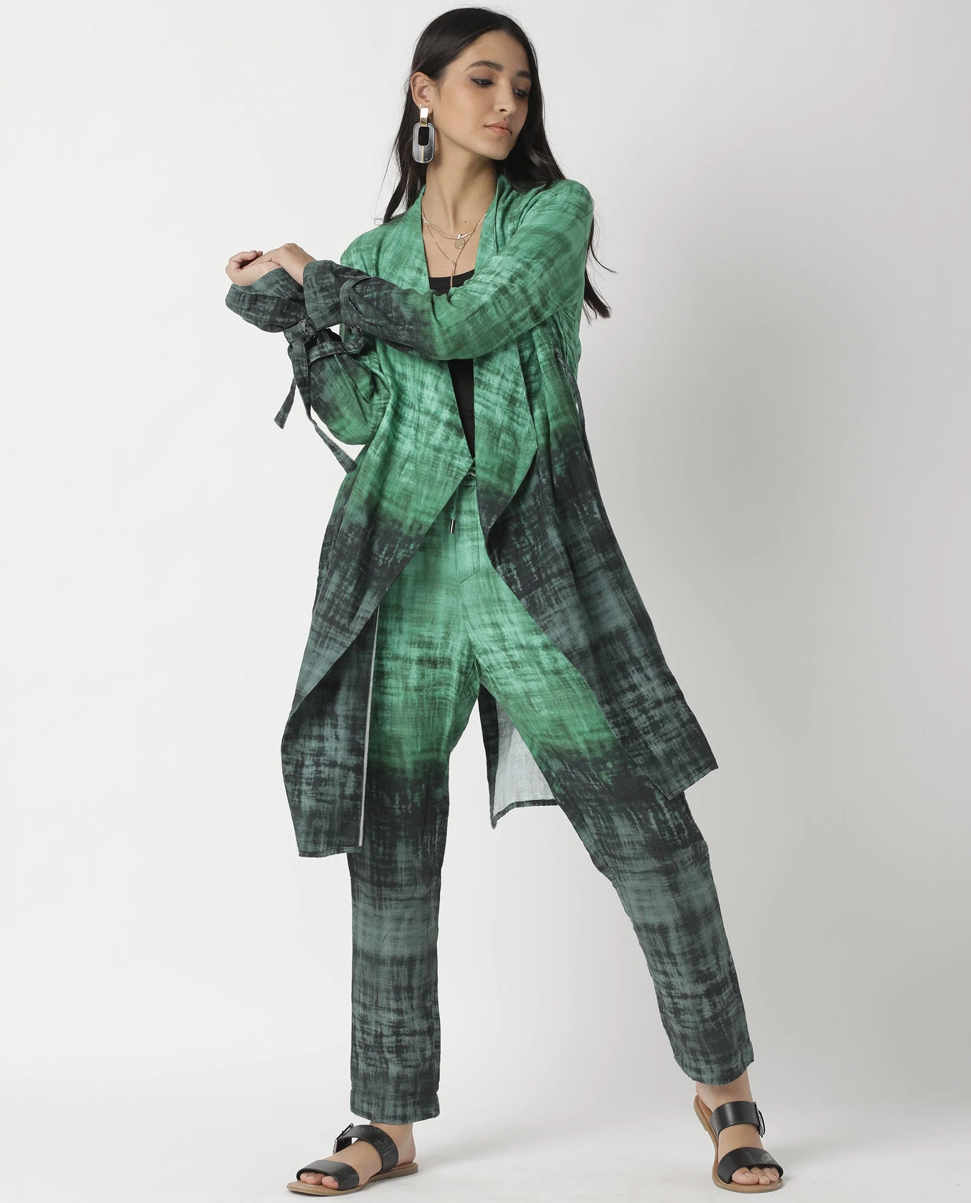 Rareism Women's Boss Green Cotton Collarless Regular Fit Outer Wear - Image 15