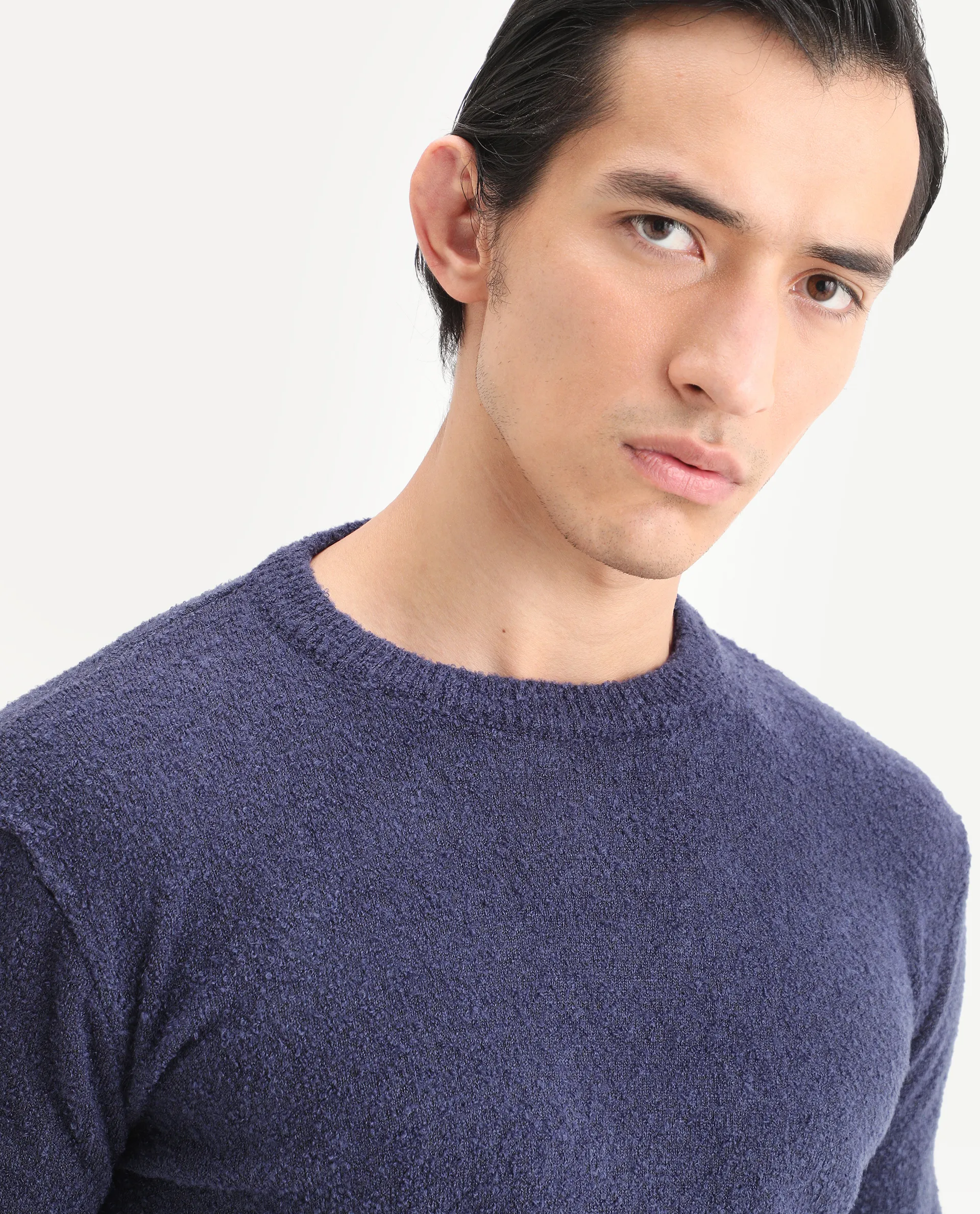 Rare Rabbit Men's Boule Purple Polyester Blend Plain Regular Fit Full Sleeve Crew Neck Sweater - Image 3