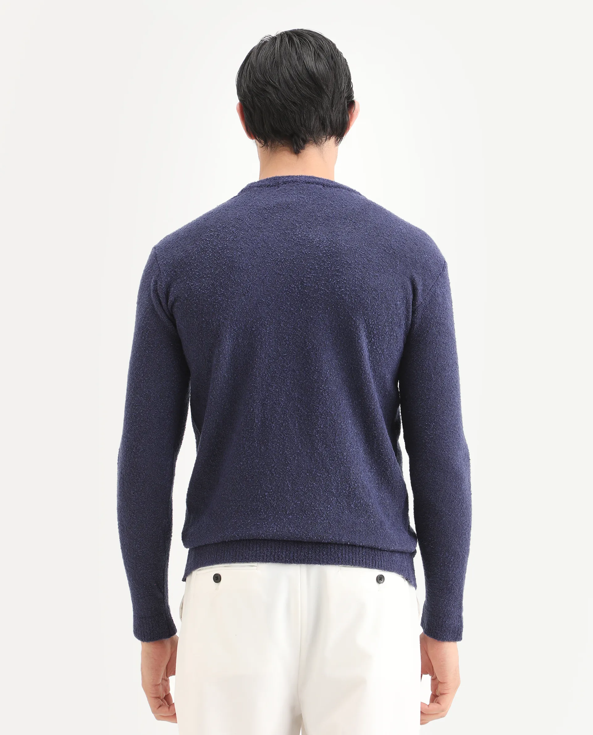 Rare Rabbit Men's Boule Purple Polyester Blend Plain Regular Fit Full Sleeve Crew Neck Sweater - Image 6