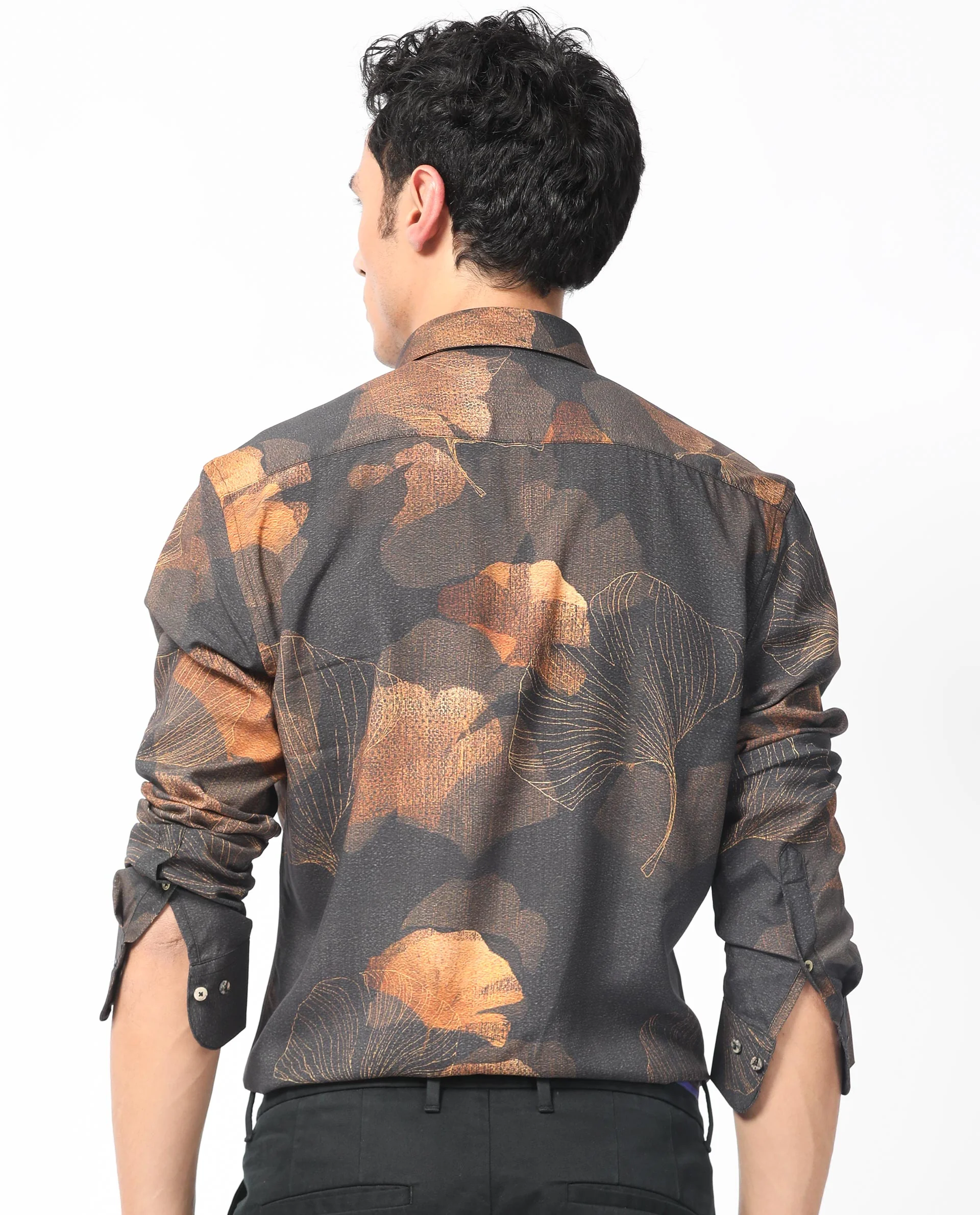 Rare Rabbit Men's Bourbon Black Viscose Floral Print Regular Fit Full Sleeve Collared Shirt - Image 7