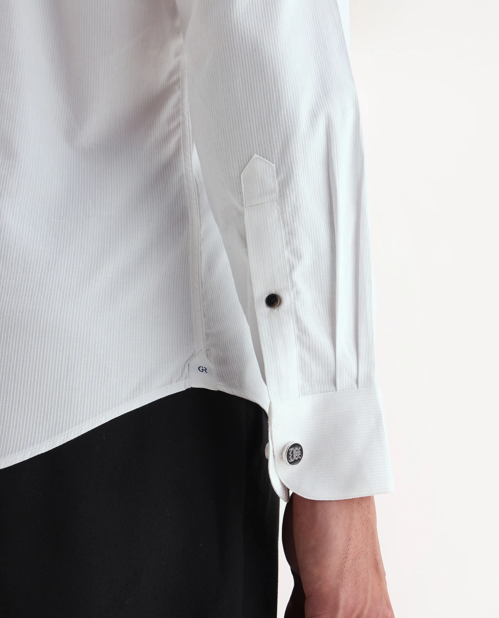 Rare Rabbit Men's Bovec-25 White Cotton Fabric Spread Collar Regular Fit Striped Shirt - Image 3