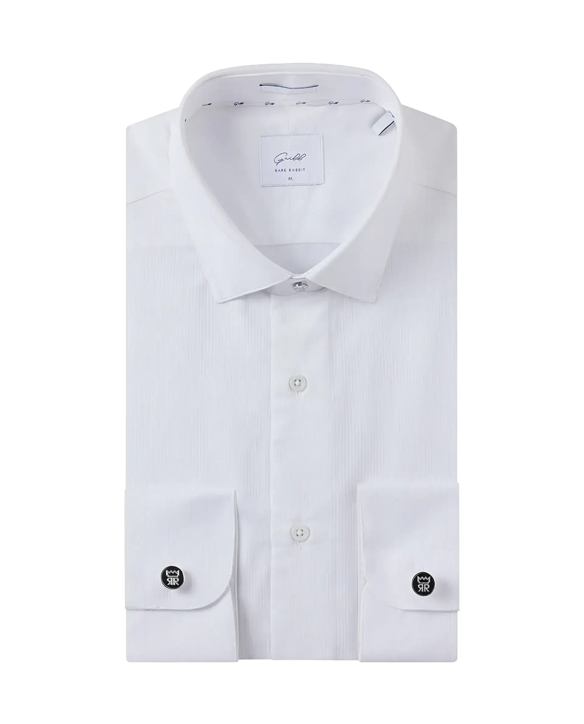Rare Rabbit Men's Bovec White Cotton Textured Regular Fit Full Sleeve Collared Shirt - Image 2