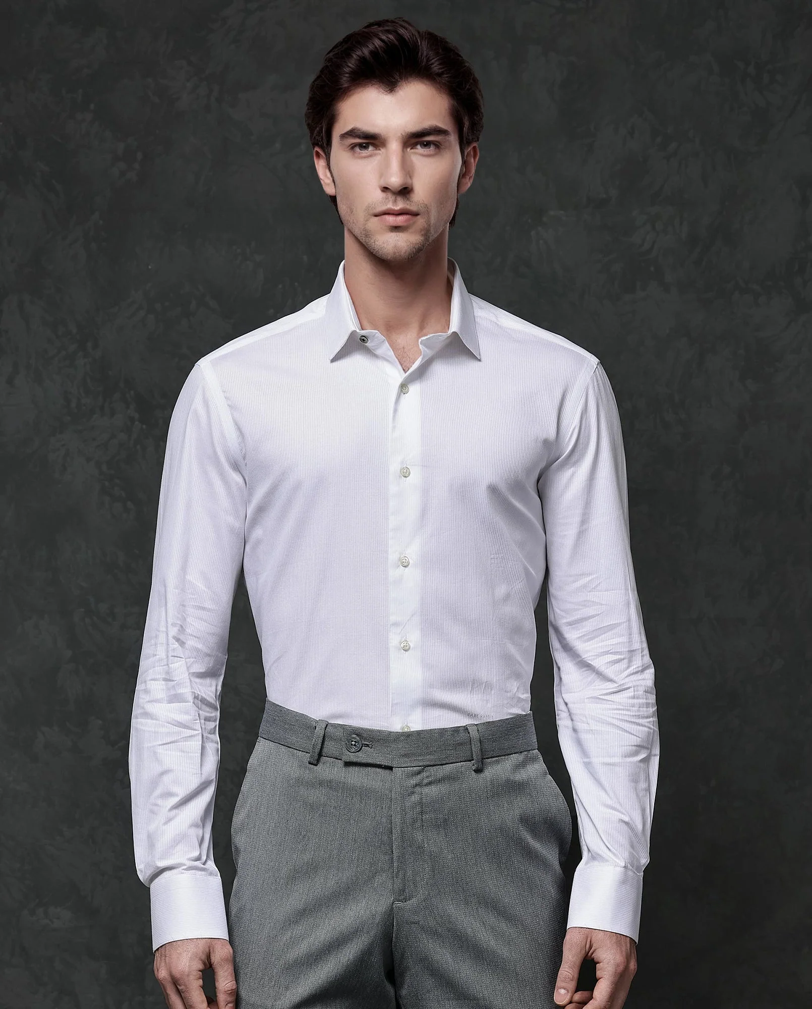 Rare Rabbit Men's Bovec White Cotton Textured Regular Fit Full Sleeve Collared Shirt - Image 3