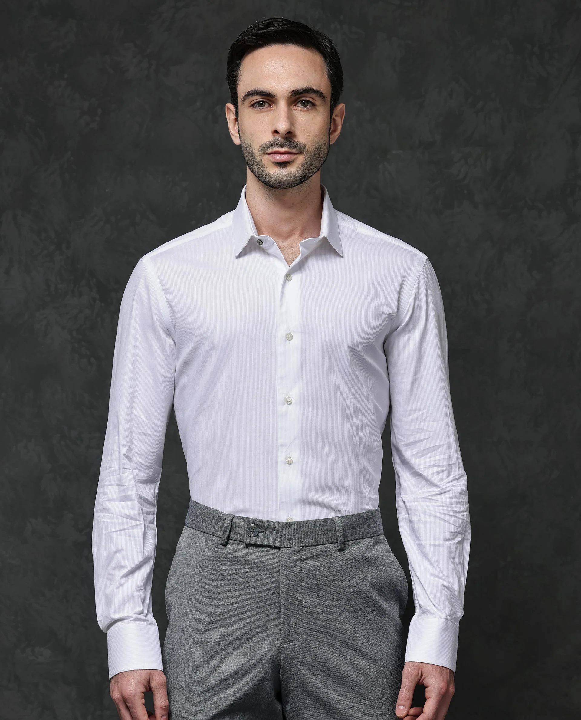 Rare Rabbit Men's Bovec White Cotton Textured Regular Fit Full Sleeve Collared Shirt - Image 9