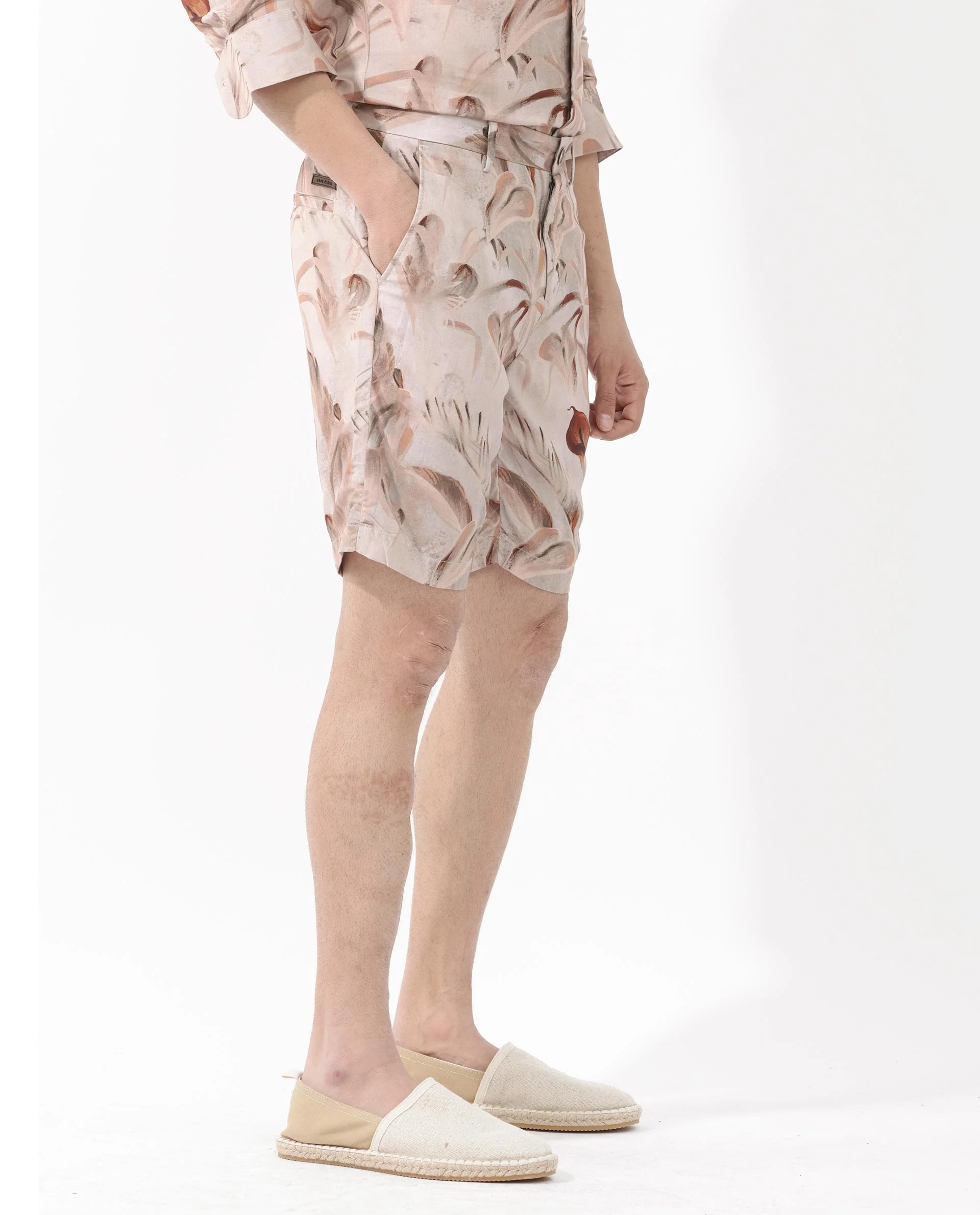 Rare Rabbit Men's Bower Brown Viscose Tropical Print Relaxed Fit Shorts - Image 10