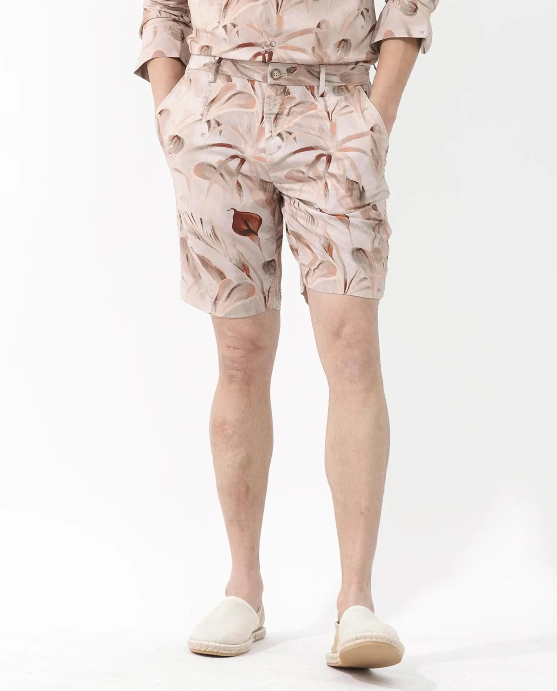 Rare Rabbit Men's Bower Brown Viscose Tropical Print Relaxed Fit Shorts - Image 13