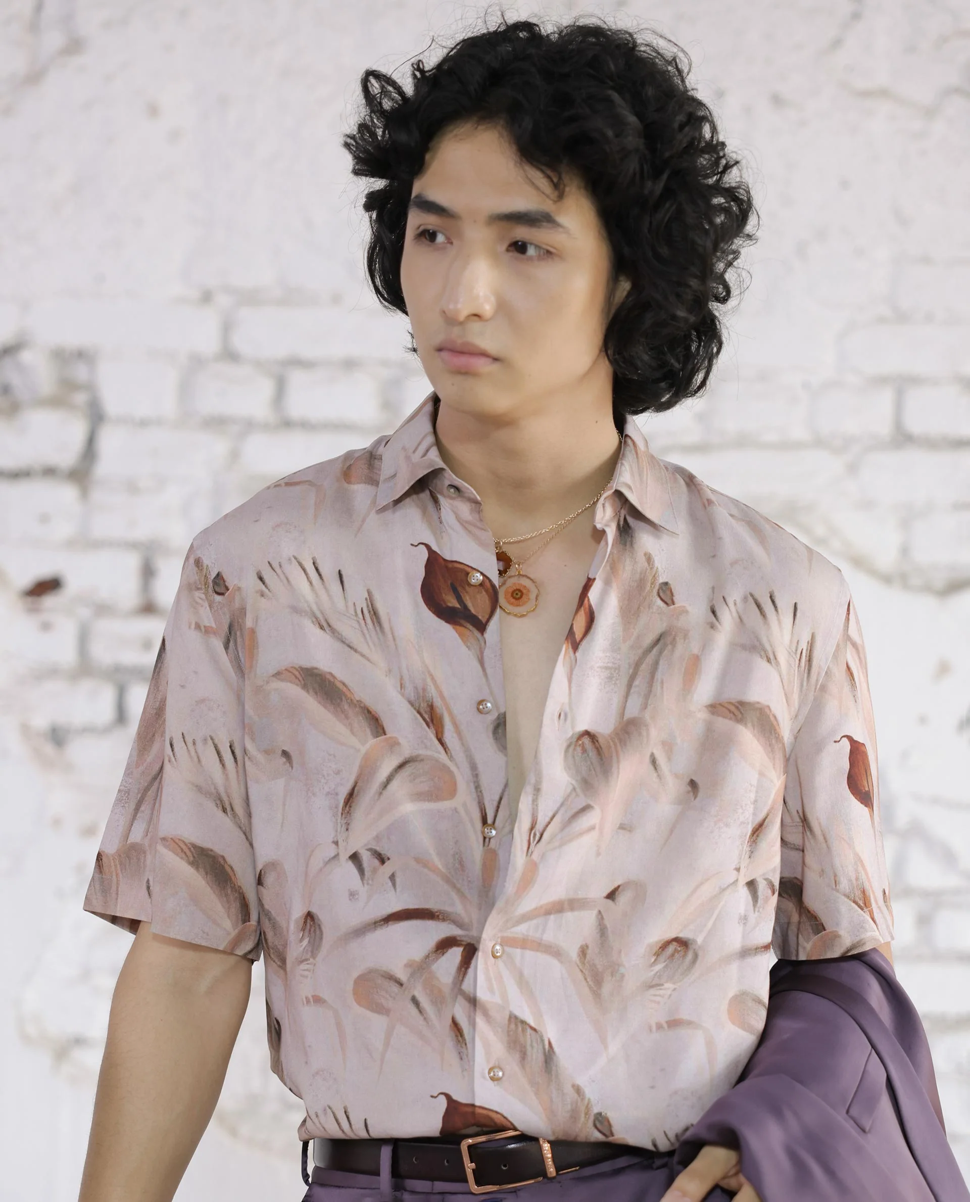 Rare Rabbit Men's Bowon Ss Light Brown Viscose Tropical Print Boxy Fit Half Sleeve Collared Shirt