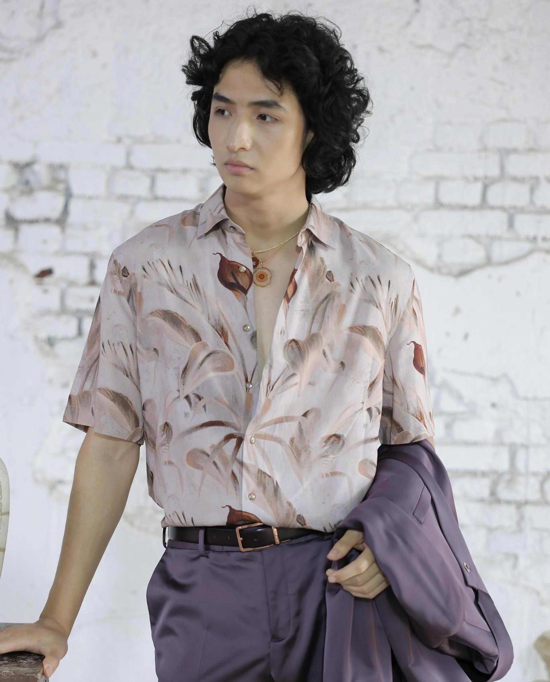 Rare Rabbit Men's Bowon Ss Light Brown Viscose Tropical Print Boxy Fit Half Sleeve Collared Shirt - Image 4