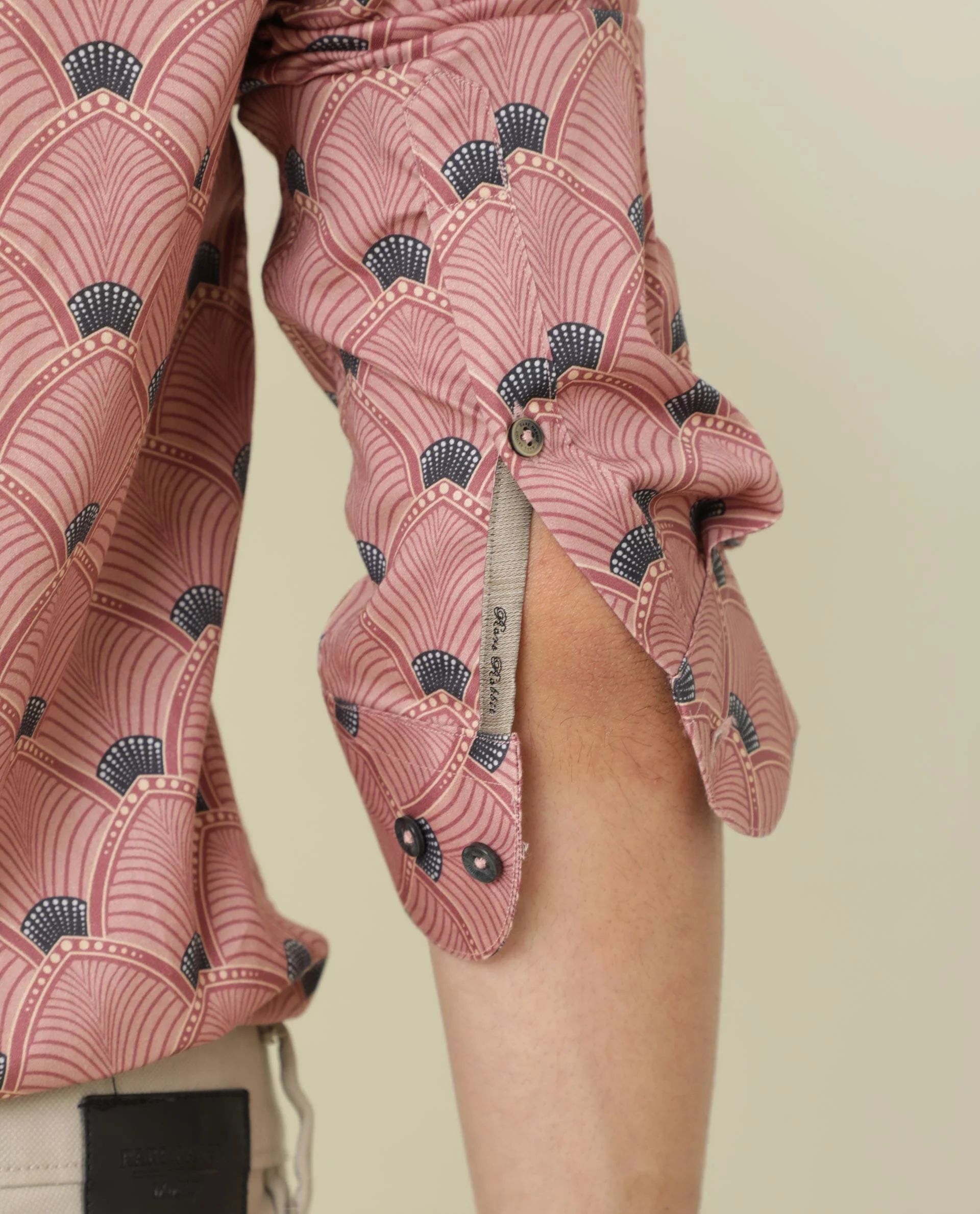 Rare Rabbit Men's Bowy Pink Cotton Geometric Print Regular Fit Full Sleeve Collared Shirt - Image 4