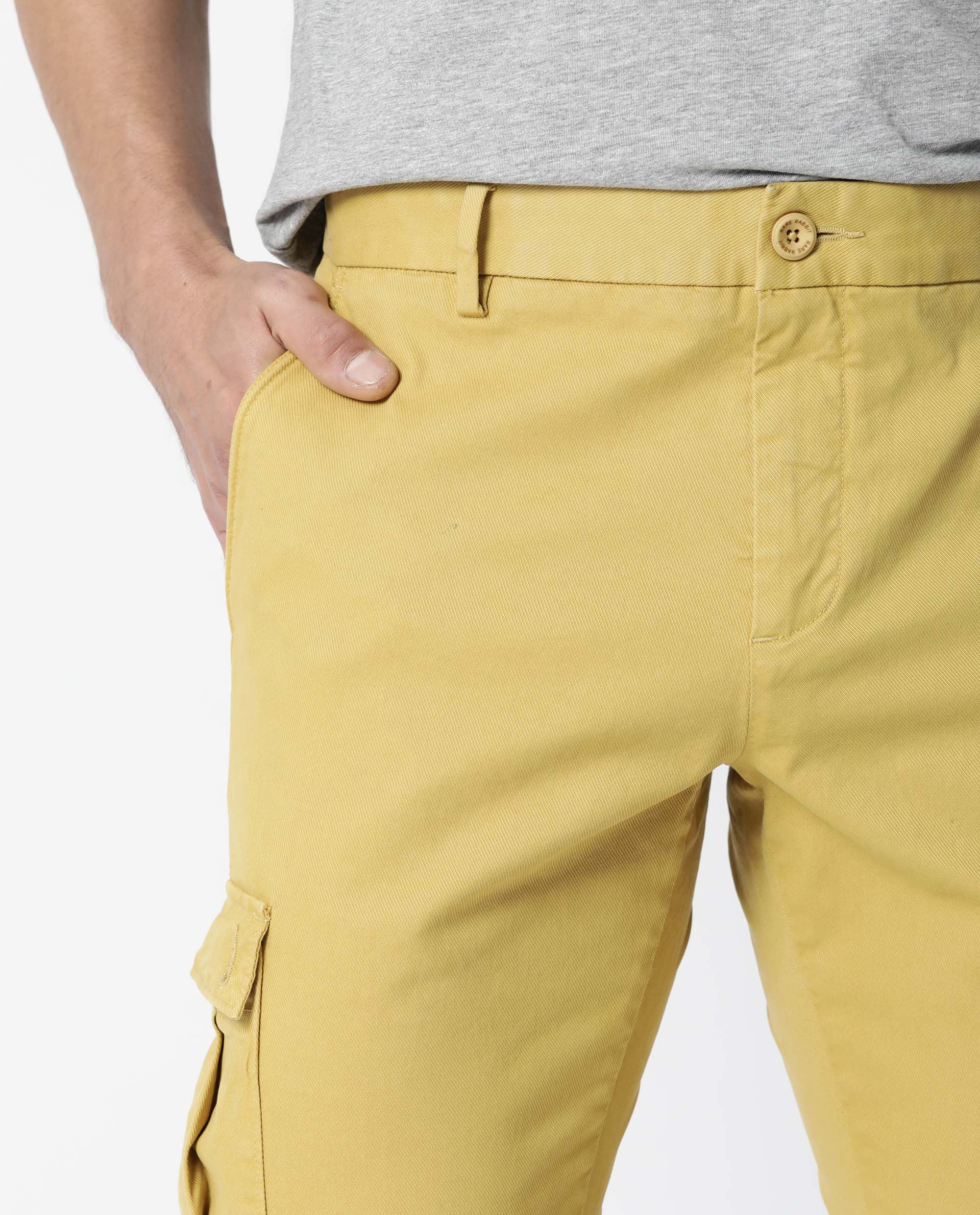 Rare Rabbit Men's Box Yellow Cotton Plain Slim Fit Trouser - Image 2