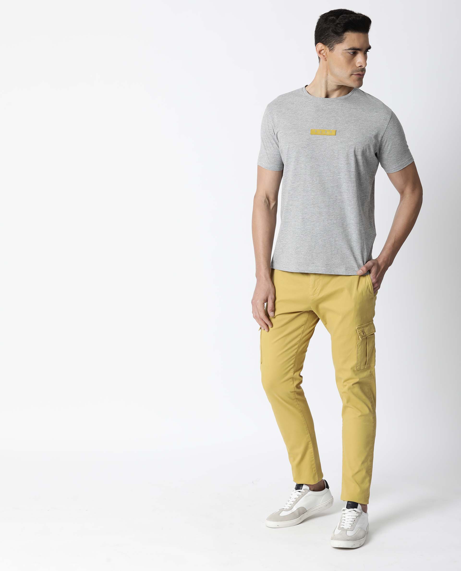 Rare Rabbit Men's Box Yellow Cotton Plain Slim Fit Trouser - Image 6