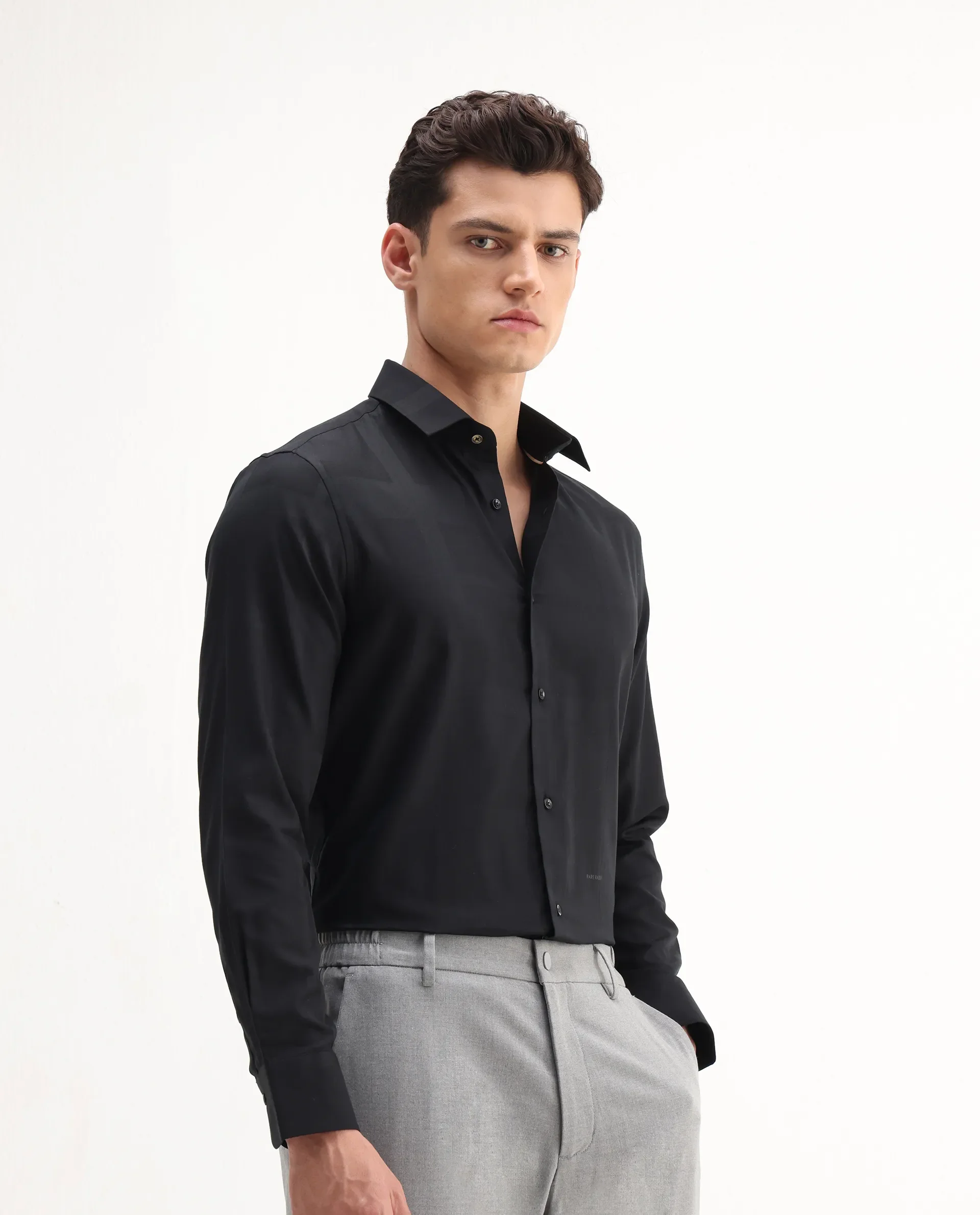 Rare Rabbit Men's Boxlet 25 Black Cotton Blend Checked Print Regular Fit Full Sleeve Collared Shirt - Image 4
