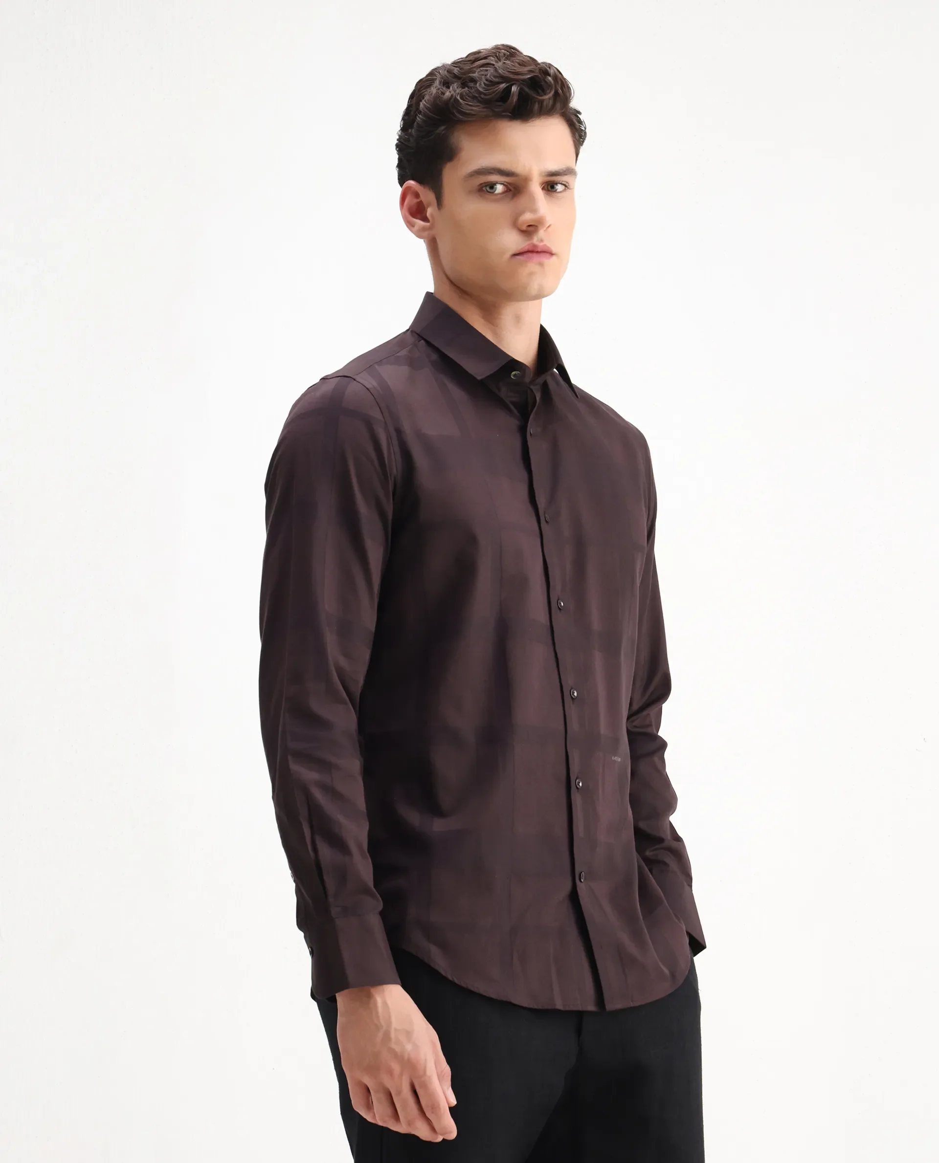 Rare Rabbit Men's Boxlet 25 Coffee Cotton Blend Checked Print Regular Fit Full Sleeve Collared Shirt - Image 6