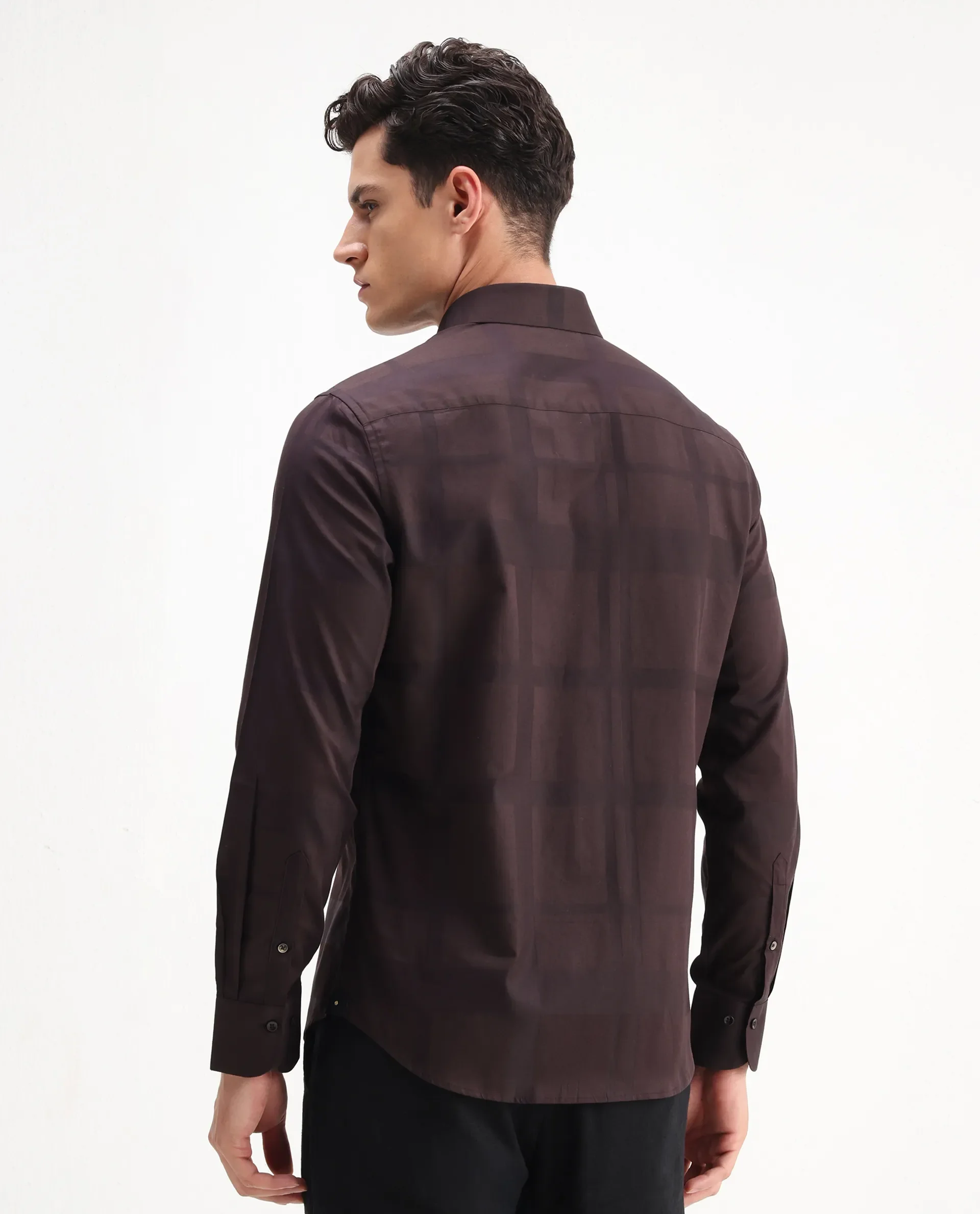 Rare Rabbit Men's Boxlet 25 Coffee Cotton Blend Checked Print Regular Fit Full Sleeve Collared Shirt - Image 7