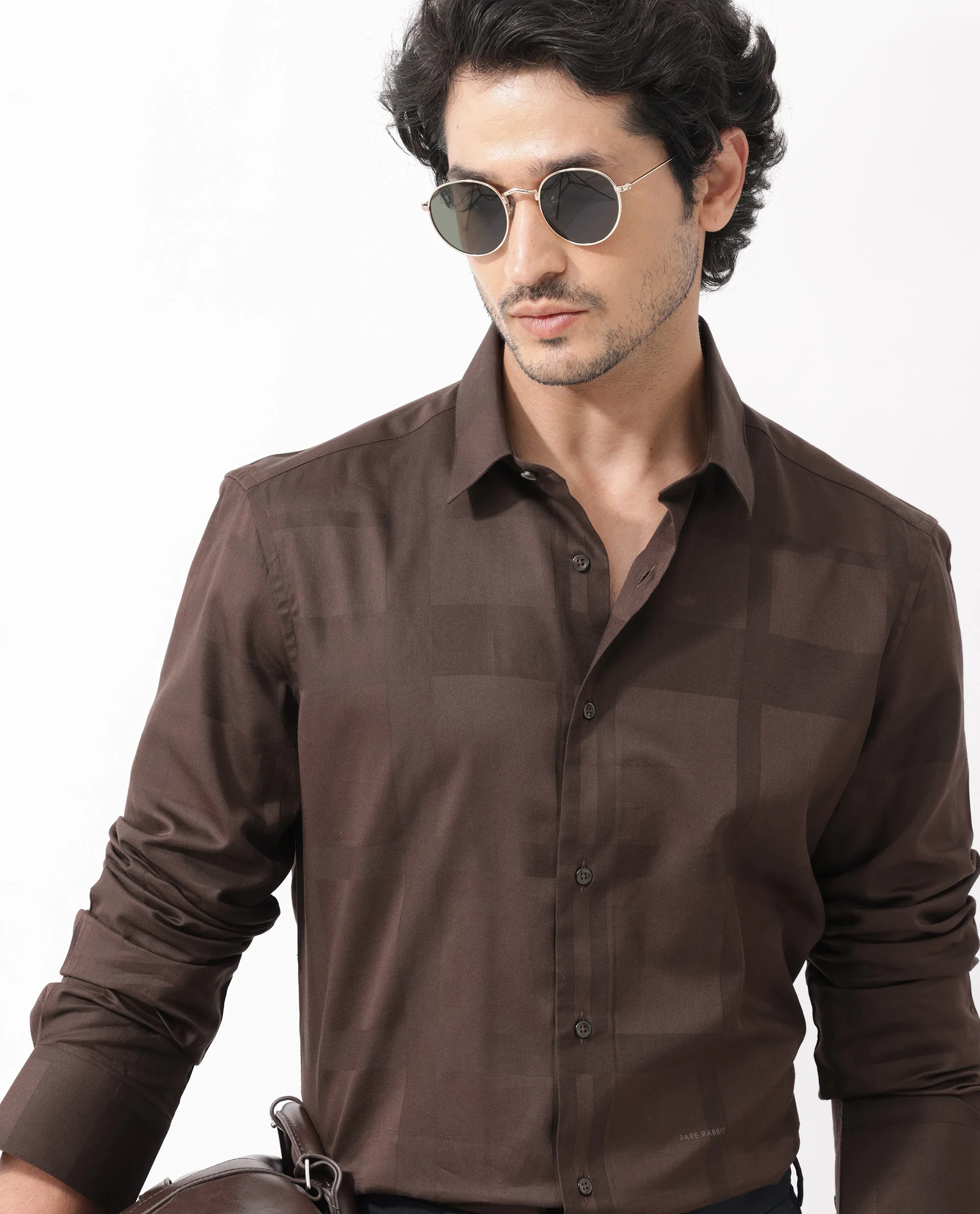 Rare Rabbit Men's Boxline5 Brown Cotton Blend Checked Print Regular Fit Full Sleeve Collared Shirt - Image 3