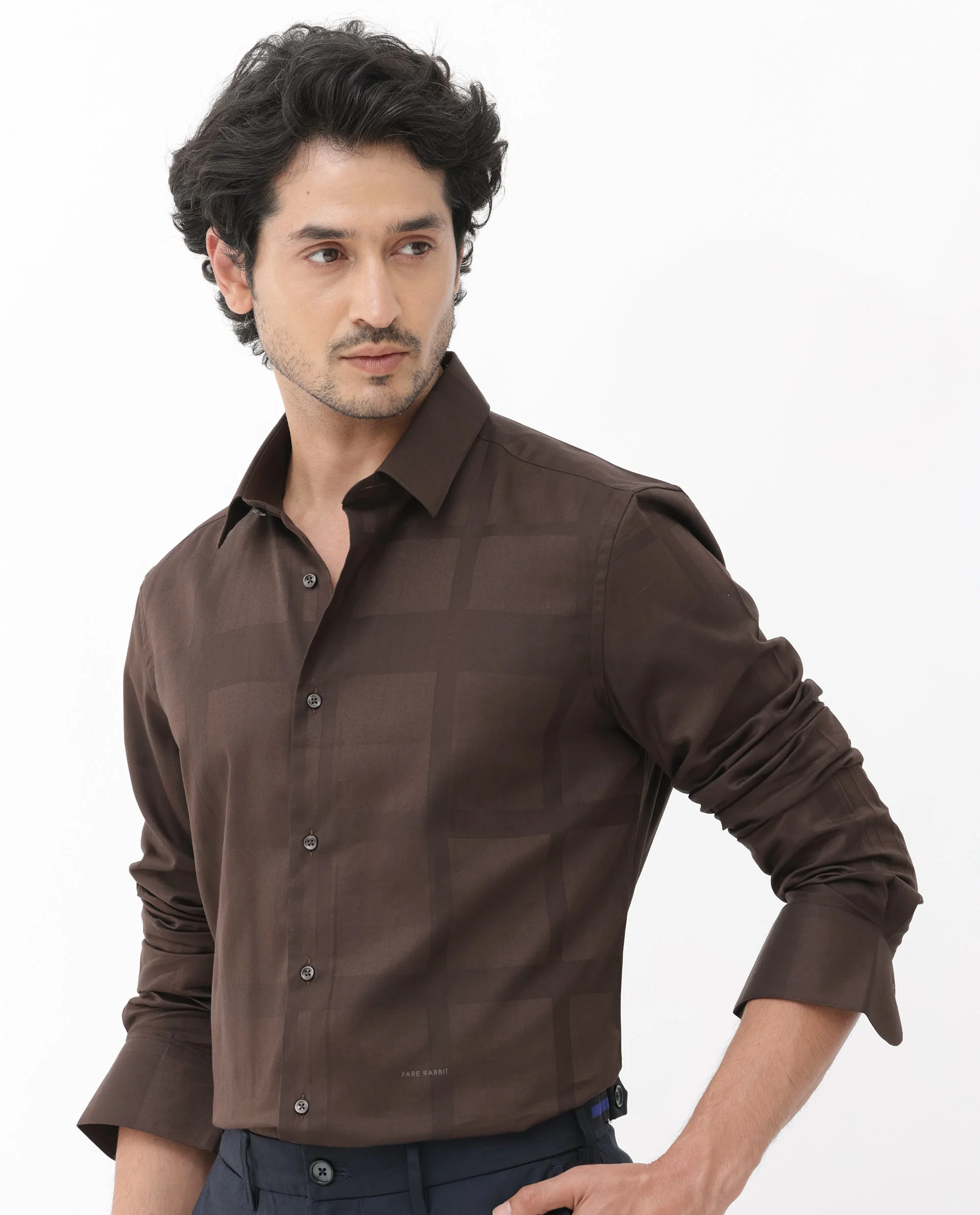 Rare Rabbit Men's Boxline5 Brown Cotton Blend Checked Print Regular Fit Full Sleeve Collared Shirt - Image 6
