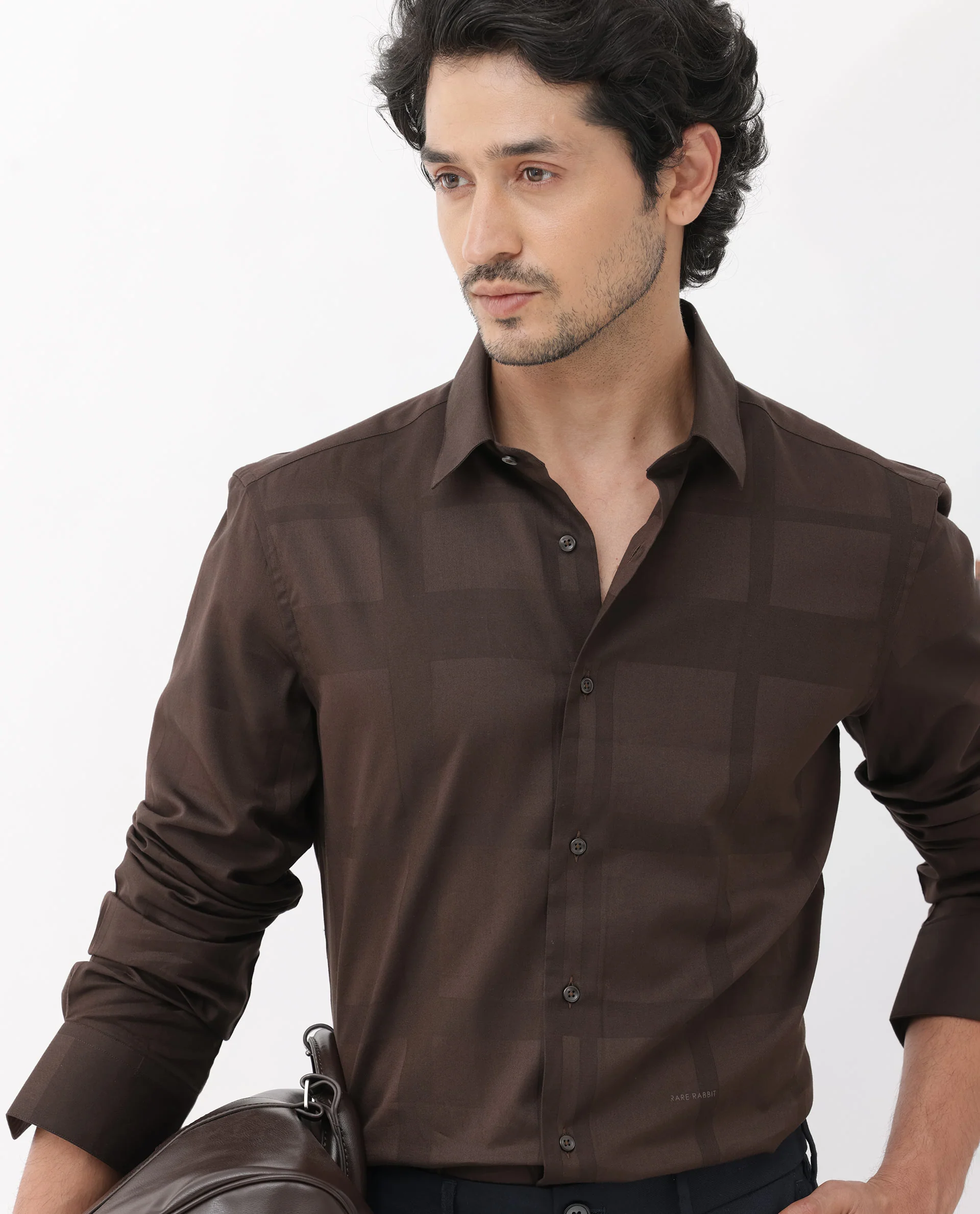 Rare Rabbit Men's Boxline5 Brown Cotton Blend Checked Print Regular Fit Full Sleeve Collared Shirt - Image 8