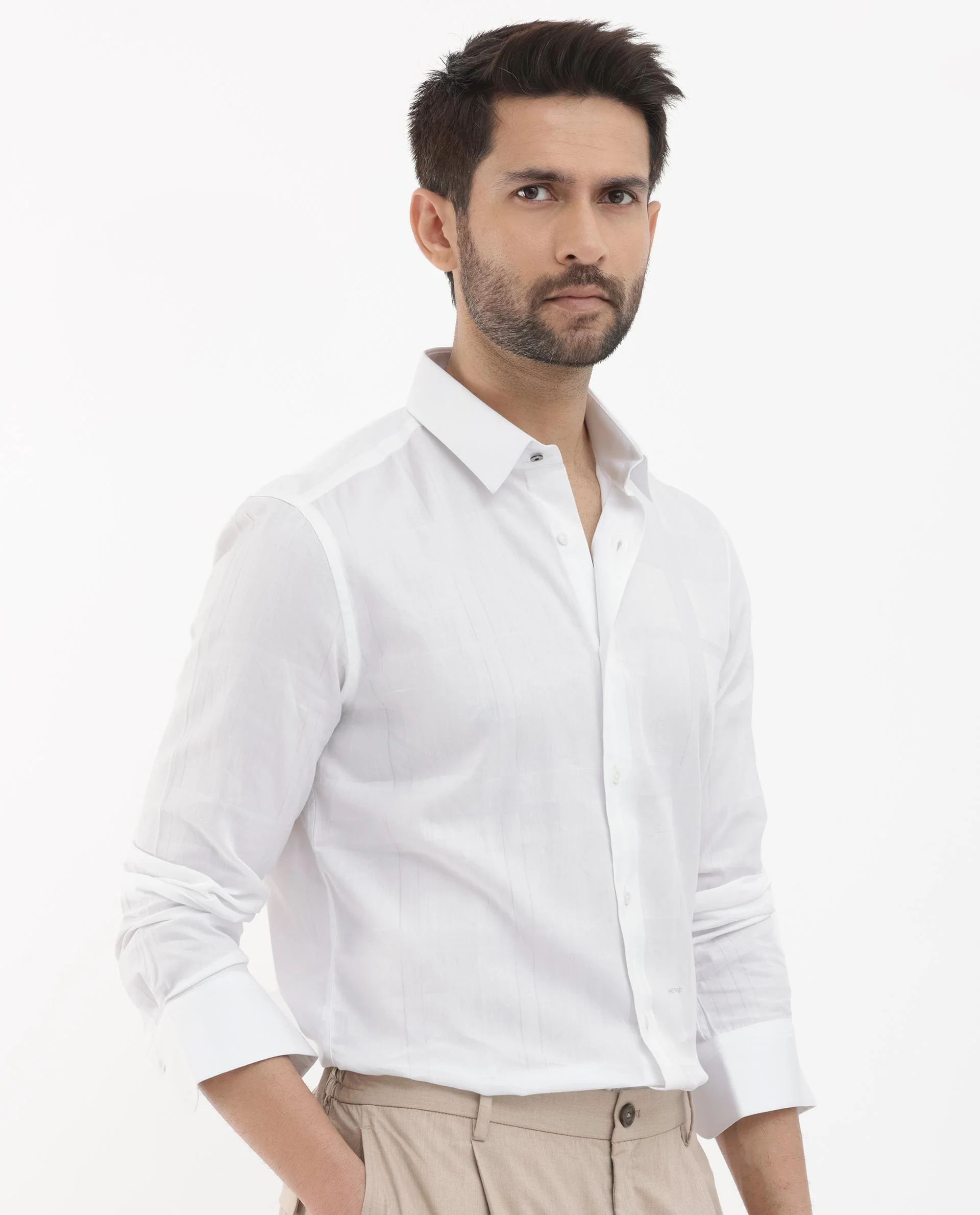 Rare Rabbit Men's Boxline 5 White Cotton Blend Checked Print Regular Fit Full Sleeve Collared Shirt - Image 3