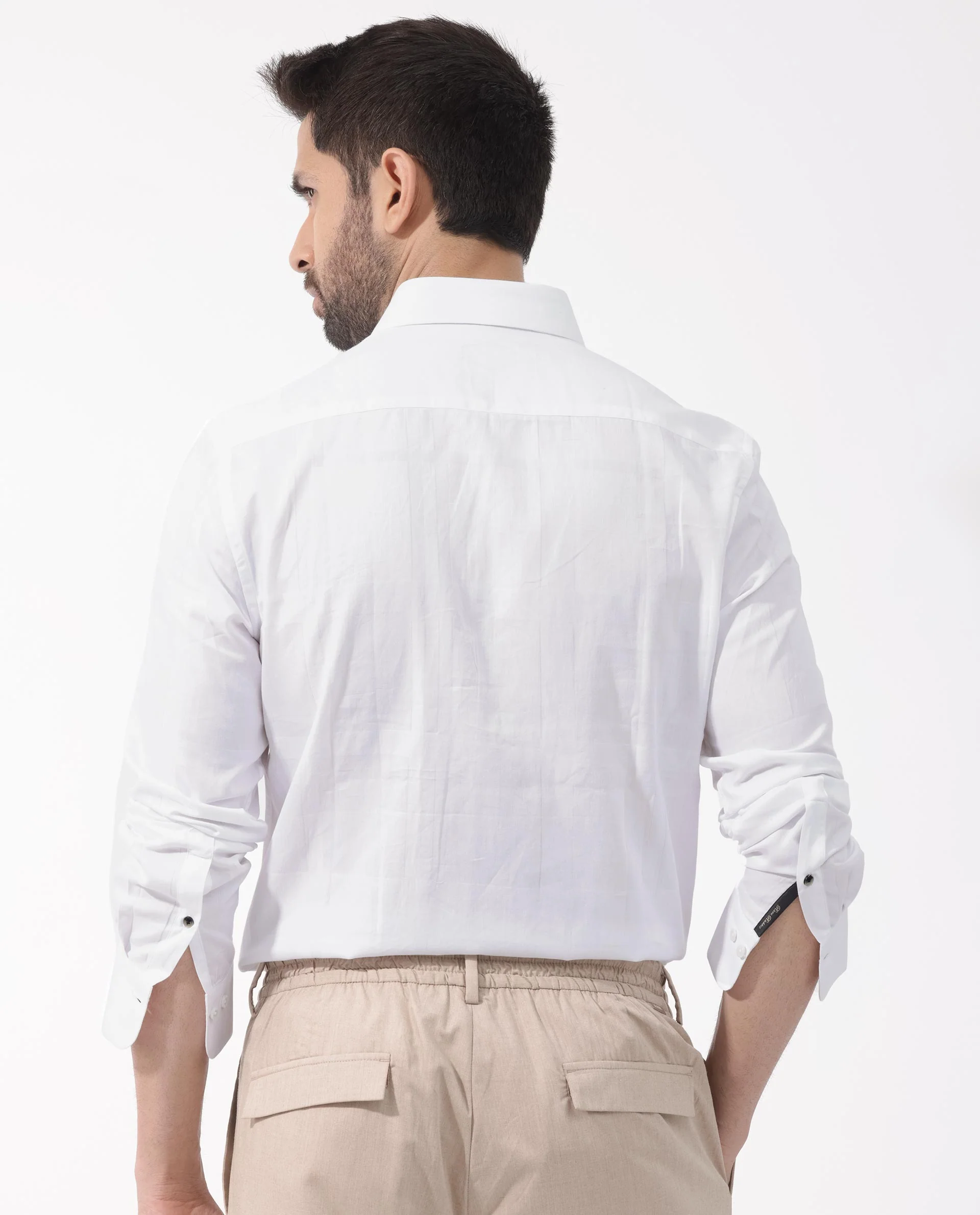 Rare Rabbit Men's Boxline 5 White Cotton Blend Checked Print Regular Fit Full Sleeve Collared Shirt - Image 7