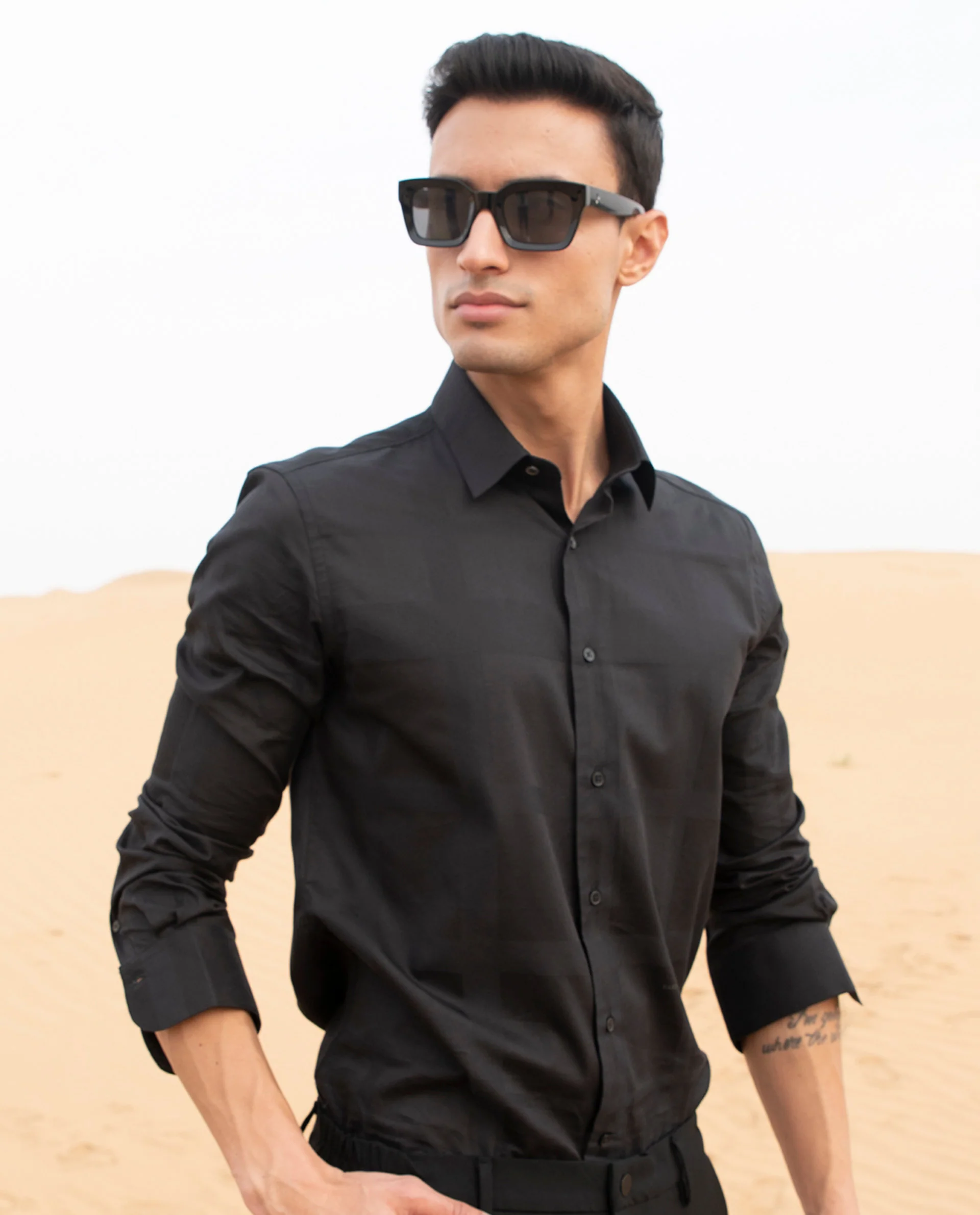Rare Rabbit Men's Boxline Black Cotton Checked Print Regular Fit Full Sleeve Collared Shirt - Image 10
