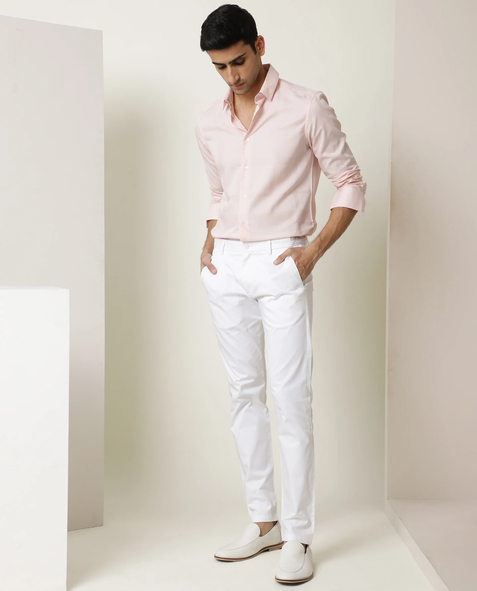 Rare Rabbit Men's Boxline Light Pink Cotton Checked Print Regular Fit Full Sleeve Collared Shirt - Image 10