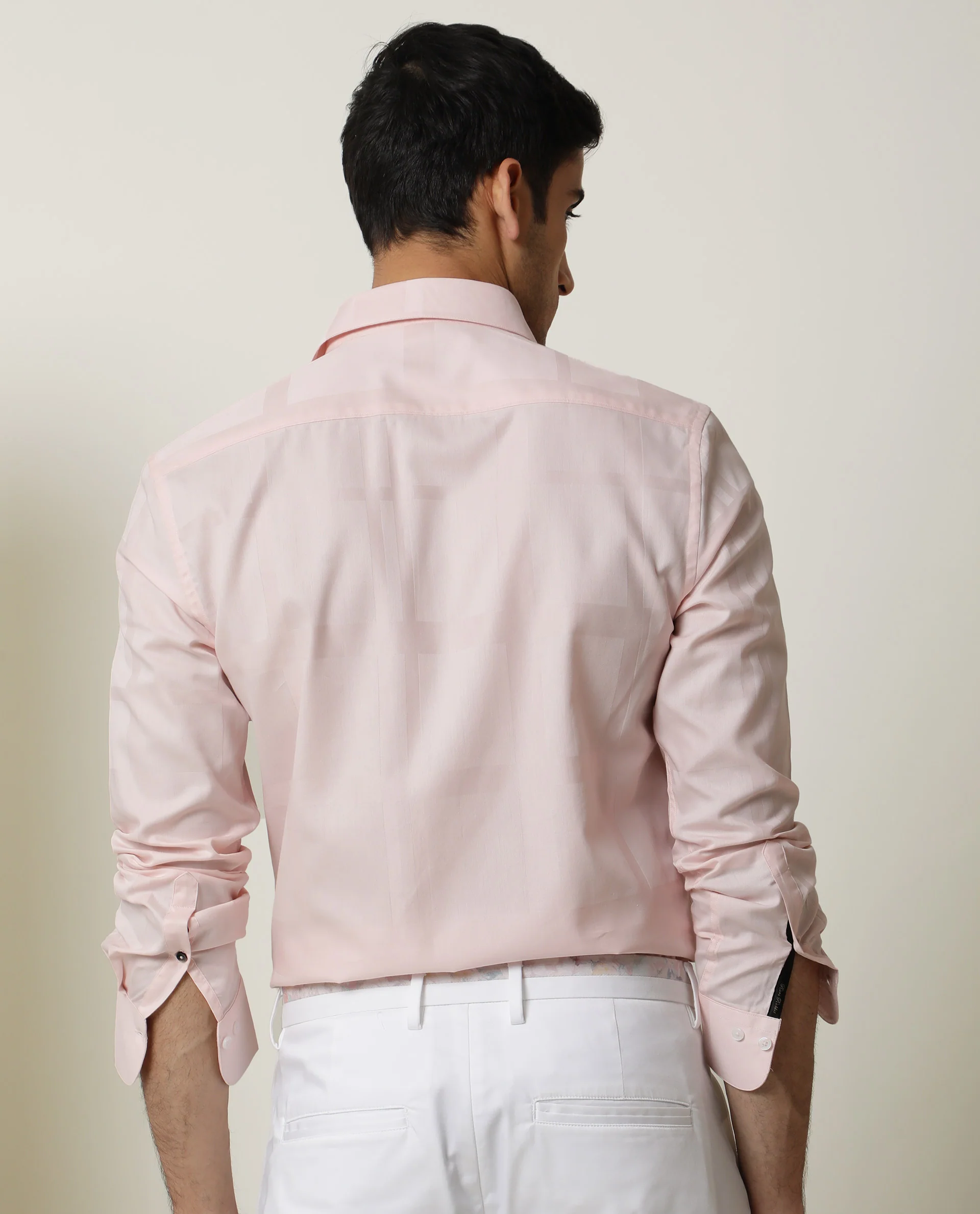 Rare Rabbit Men's Boxline Light Pink Cotton Checked Print Regular Fit Full Sleeve Collared Shirt - Image 8