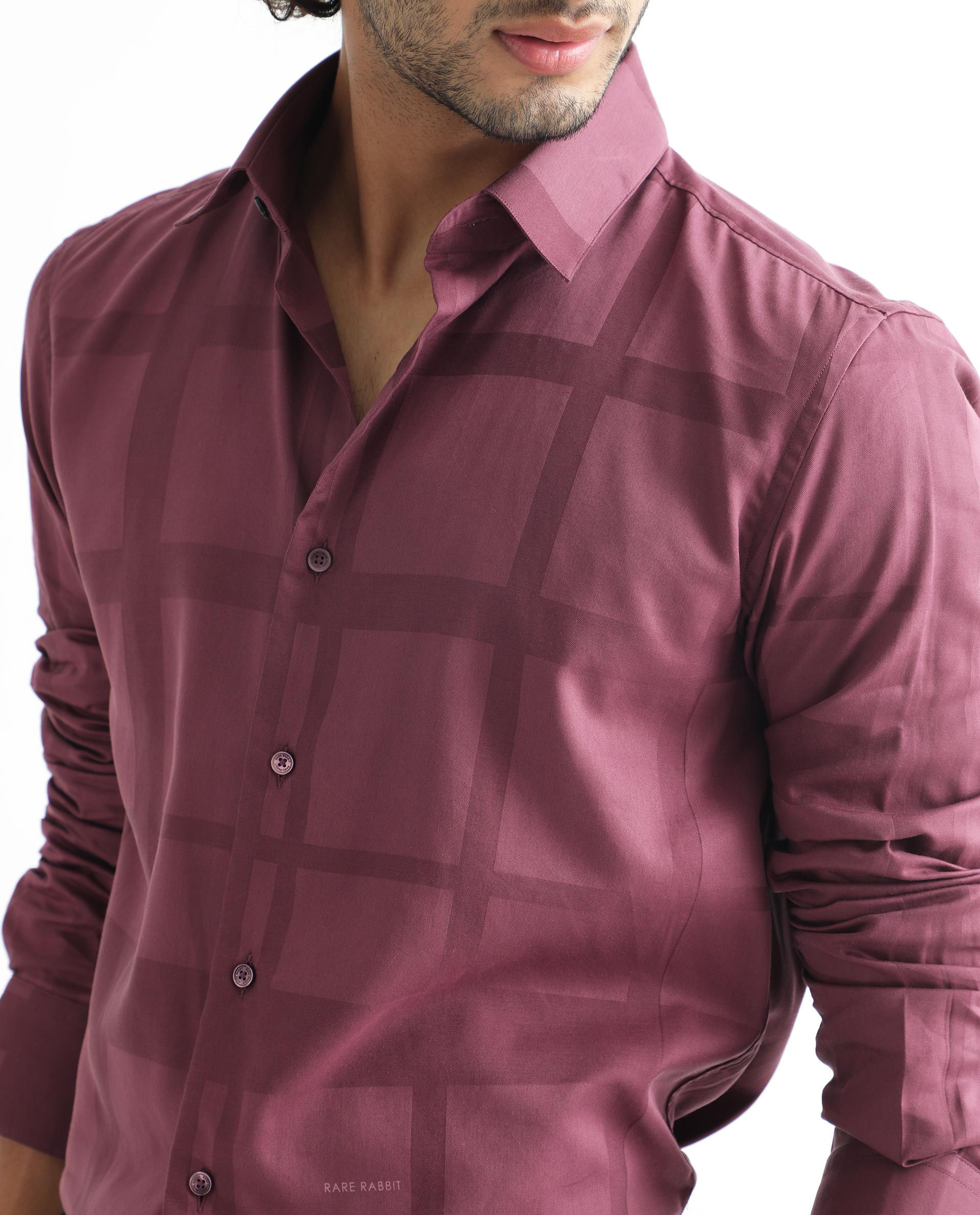 Rare Rabbit Men's Boxlines Maroon Cotton Checked Print Regular Fit Full Sleeve Collared Shirt - Image 4