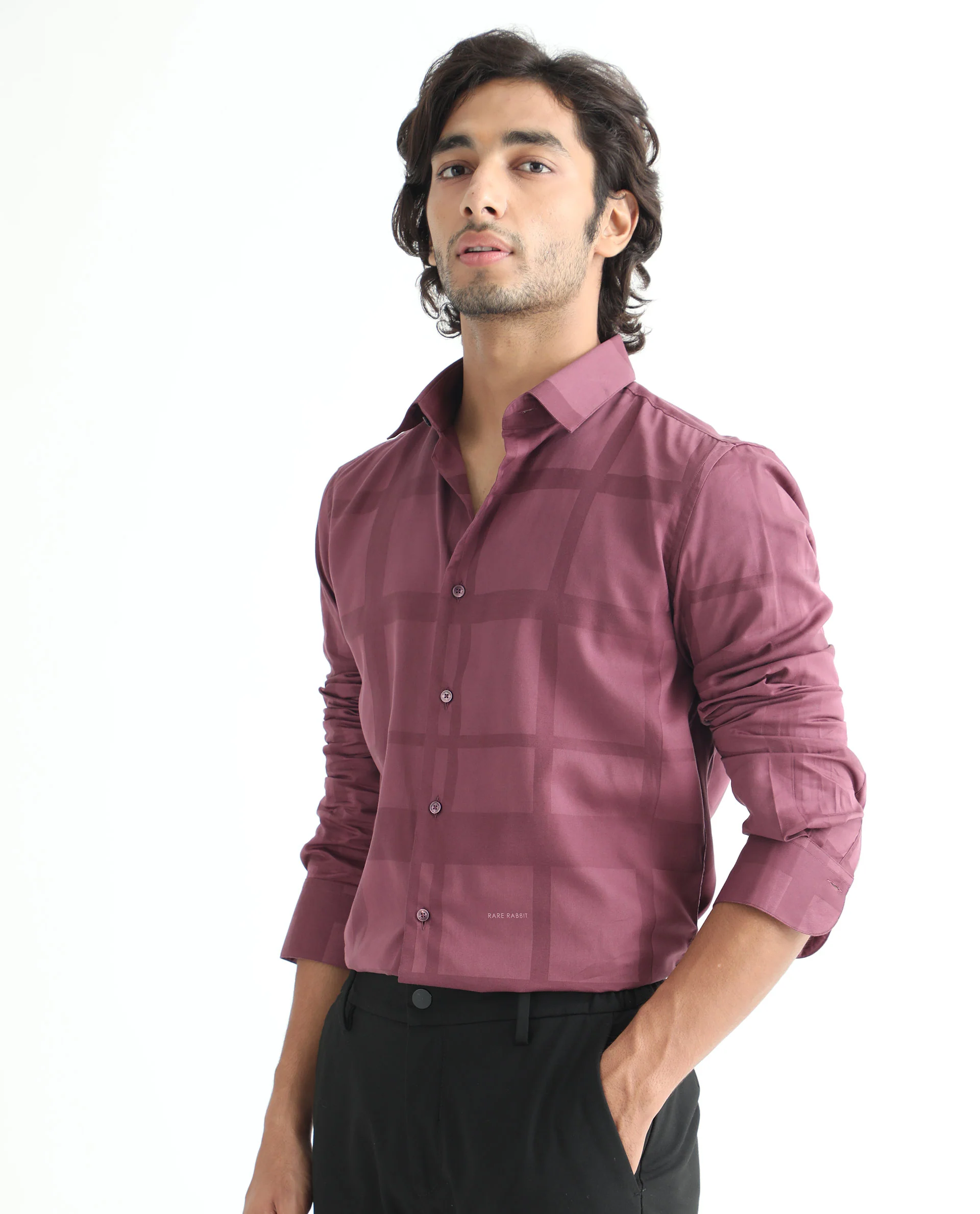 Rare Rabbit Men's Boxlines Maroon Cotton Checked Print Regular Fit Full Sleeve Collared Shirt - Image 6