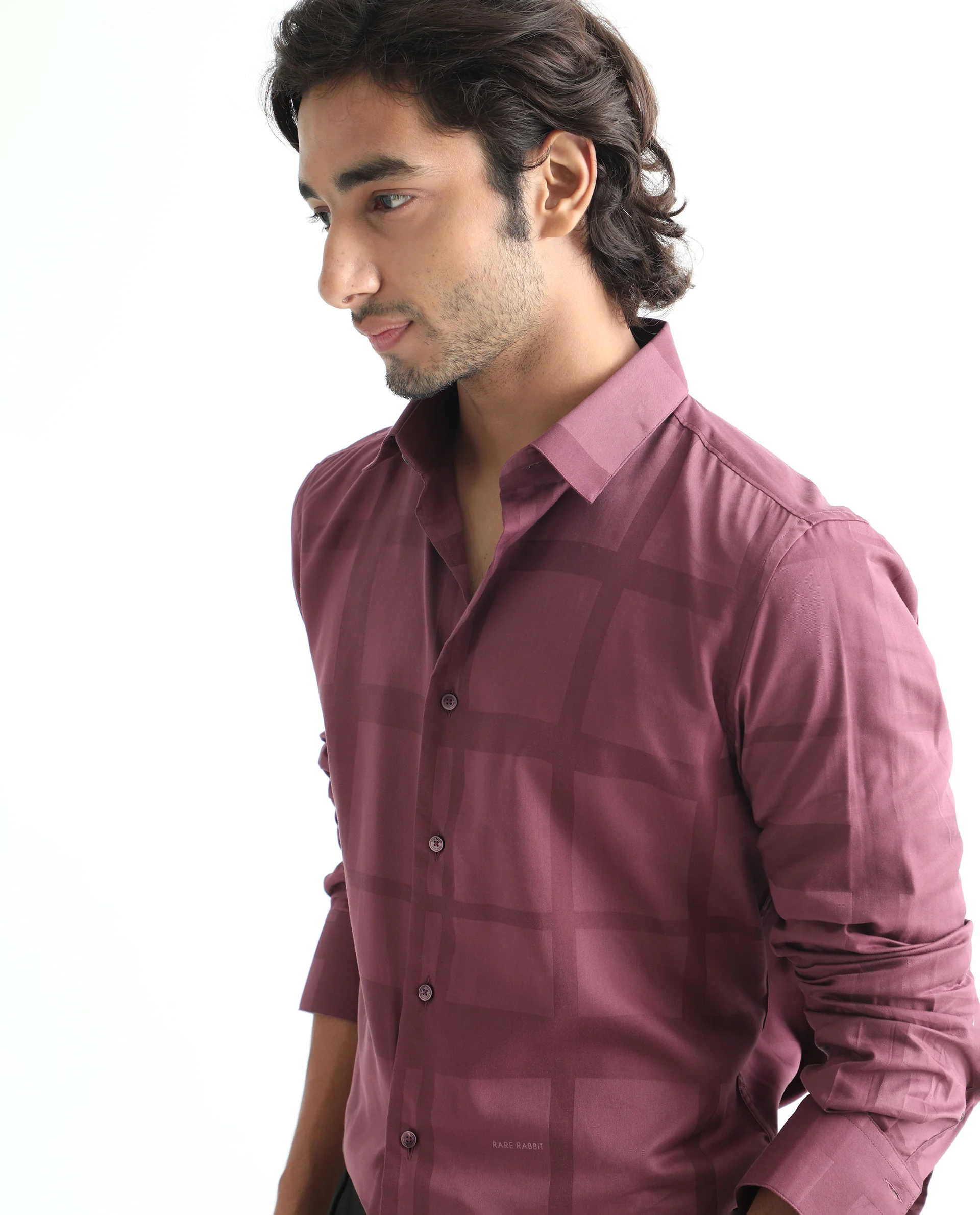 Rare Rabbit Men's Boxlines Maroon Cotton Checked Print Regular Fit Full Sleeve Collared Shirt - Image 7