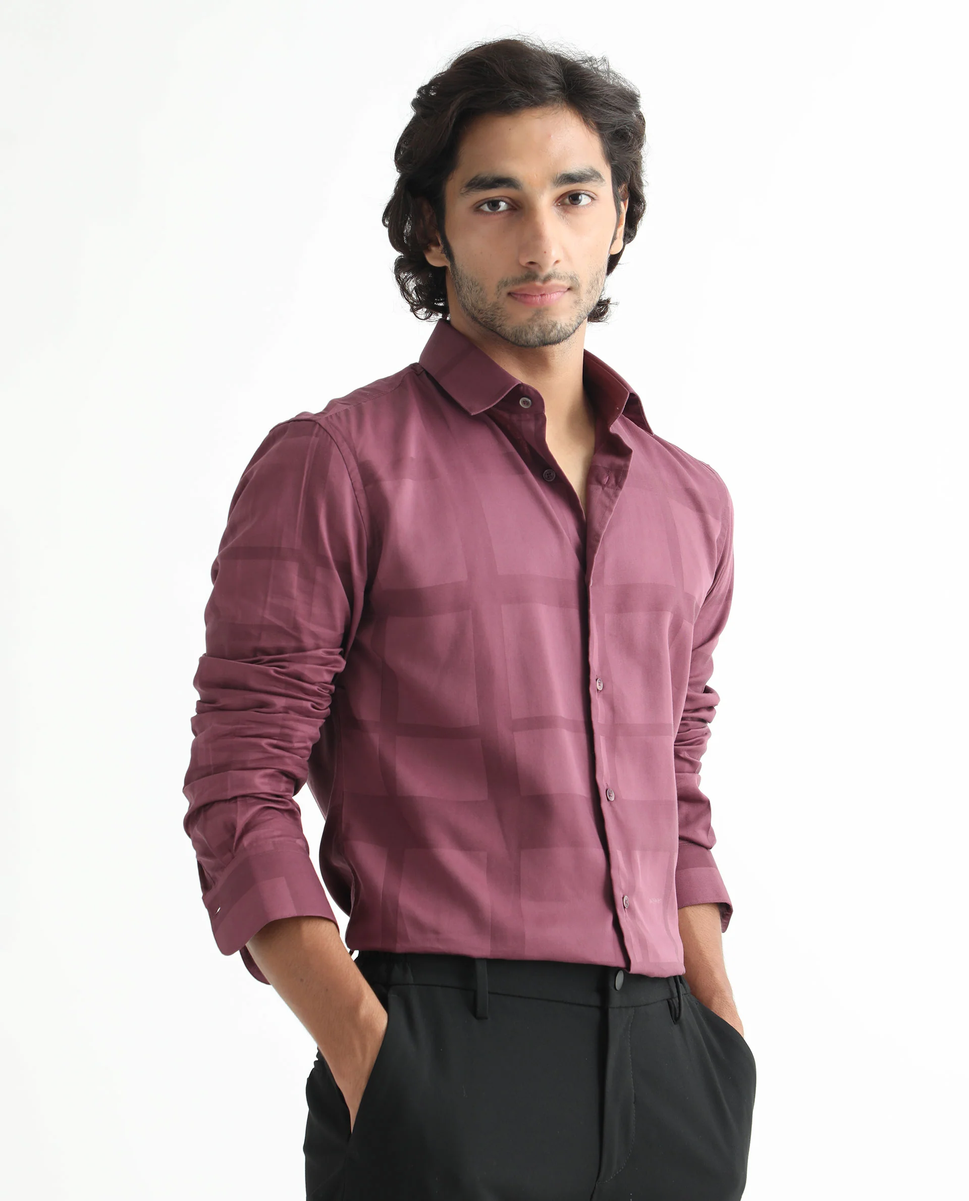Rare Rabbit Men's Boxlines Maroon Cotton Checked Print Regular Fit Full Sleeve Collared Shirt - Image 8