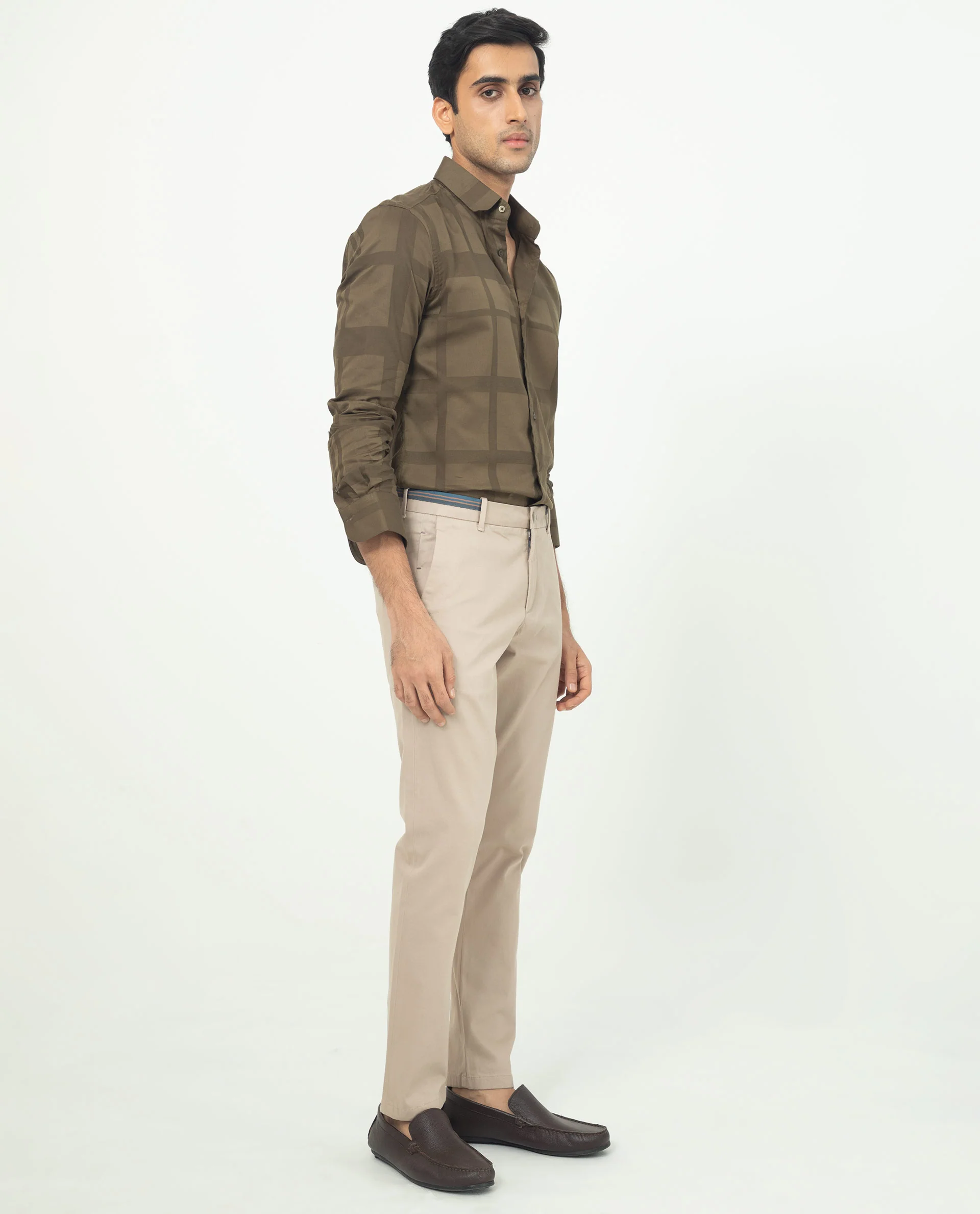 Rare Rabbit Men's Boxlines Olive Cotton Checked Print Regular Fit Full Sleeve Collared Shirt - Image 7