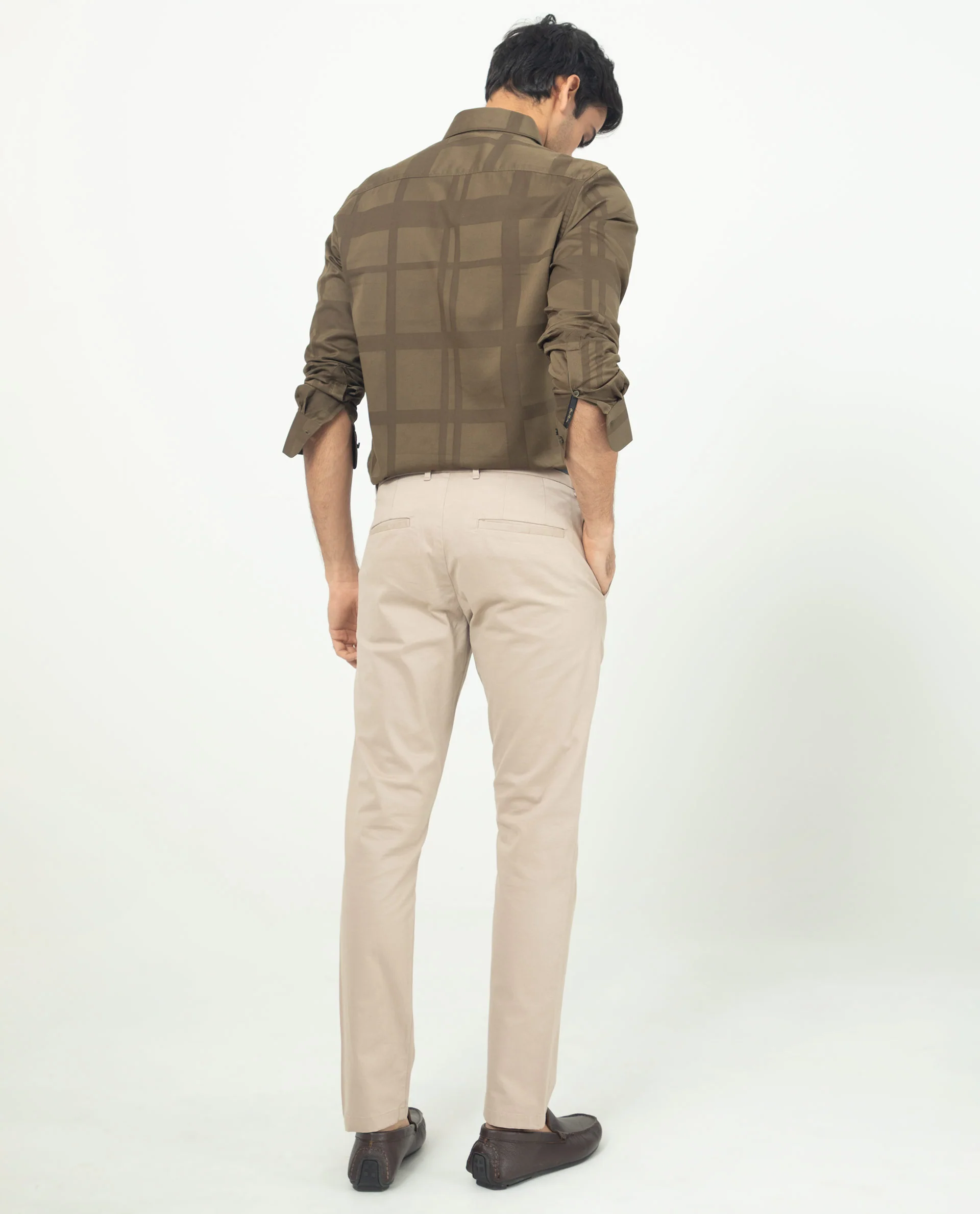 Rare Rabbit Men's Boxlines Olive Cotton Checked Print Regular Fit Full Sleeve Collared Shirt - Image 9