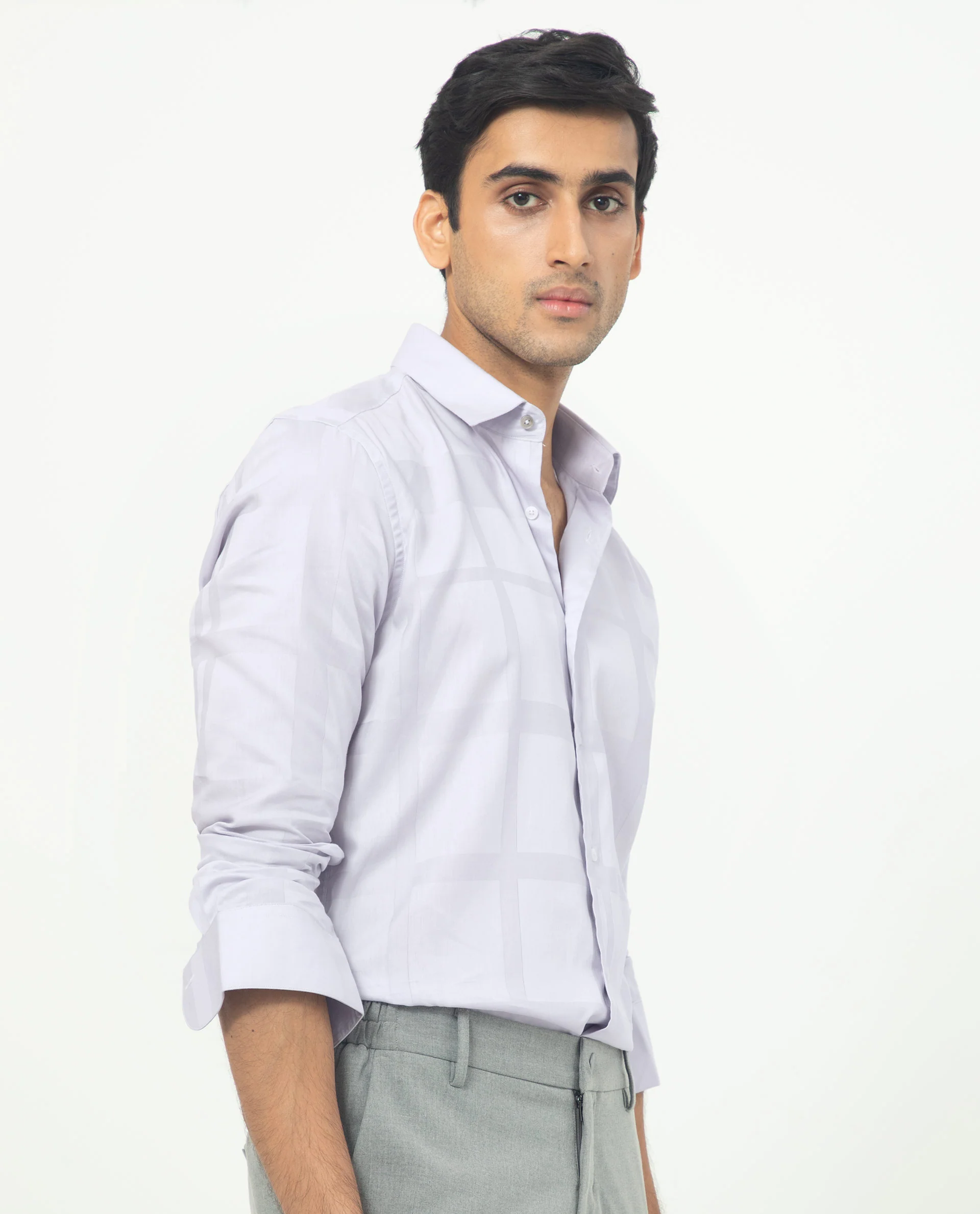 Rare Rabbit Men's Boxlines Pastel Purple Cotton Checked Print Regular Fit Full Sleeve Collared Shirt - Image 6