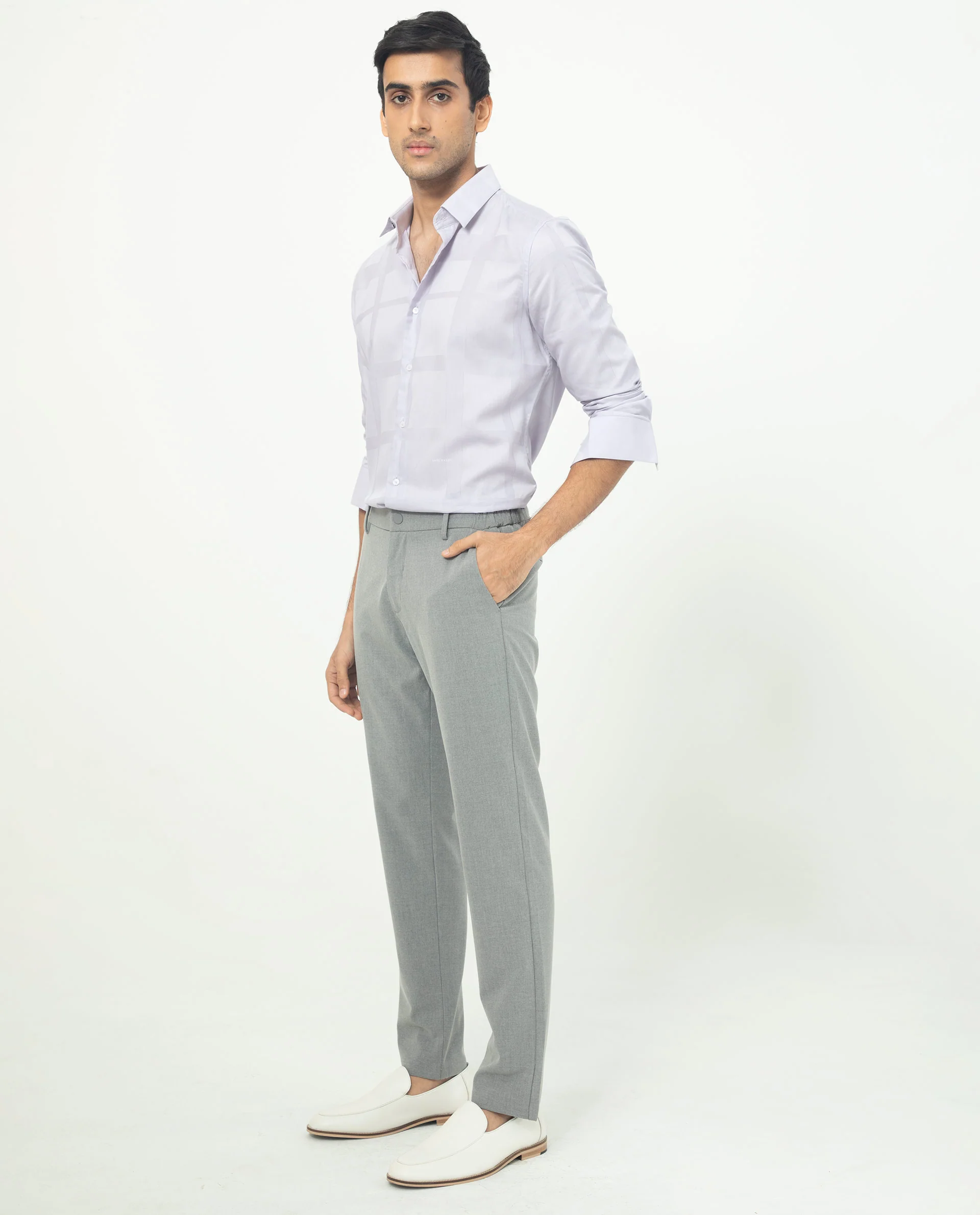 Rare Rabbit Men's Boxlines Pastel Purple Cotton Checked Print Regular Fit Full Sleeve Collared Shirt - Image 7